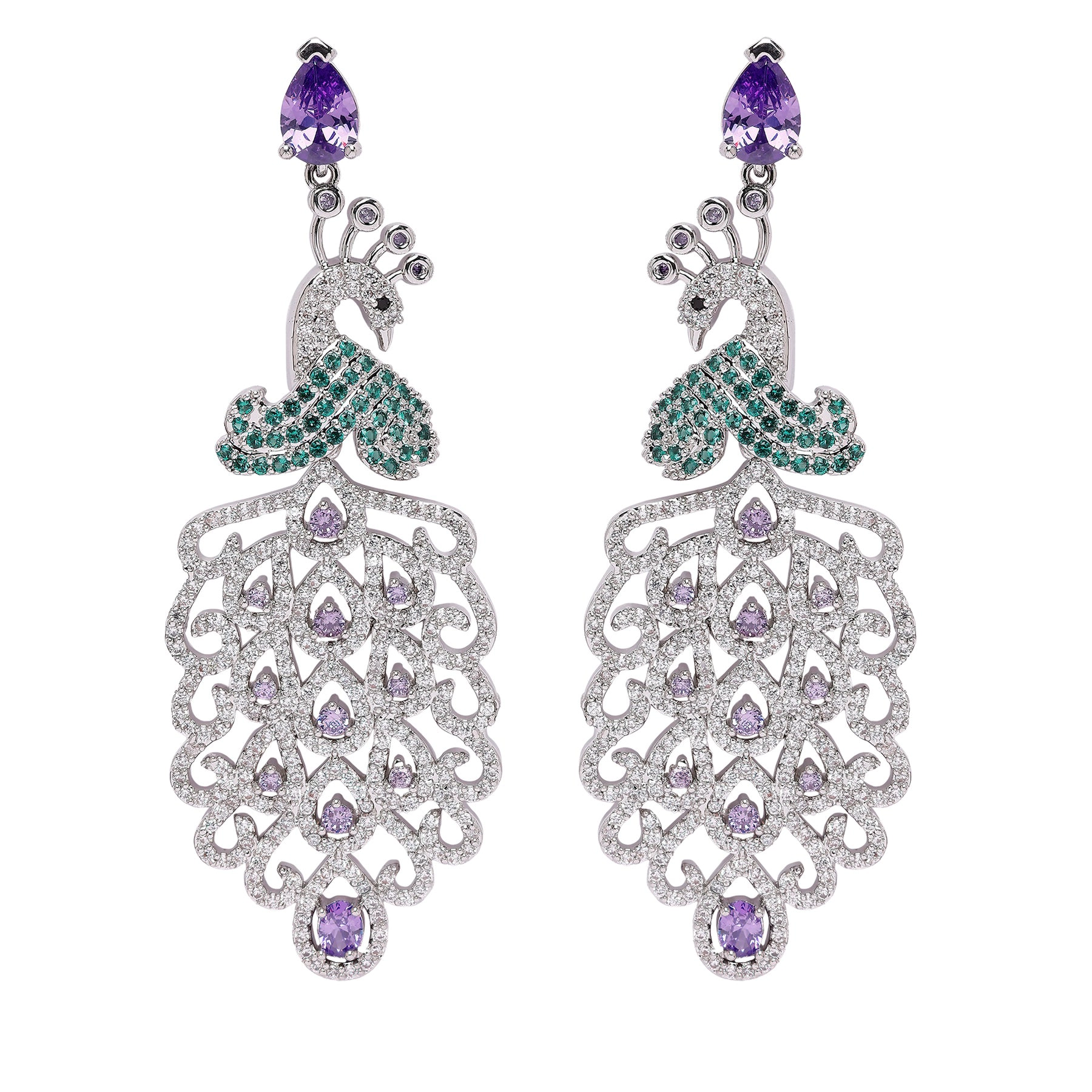 AGP PARIS Womens Diva Beautiful Peacock Drop Earrings