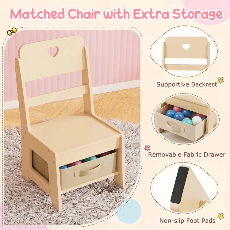 Hivvago Kids Vanity Set With Colorful Led Lights Princess Makeup Dressing Table Chair