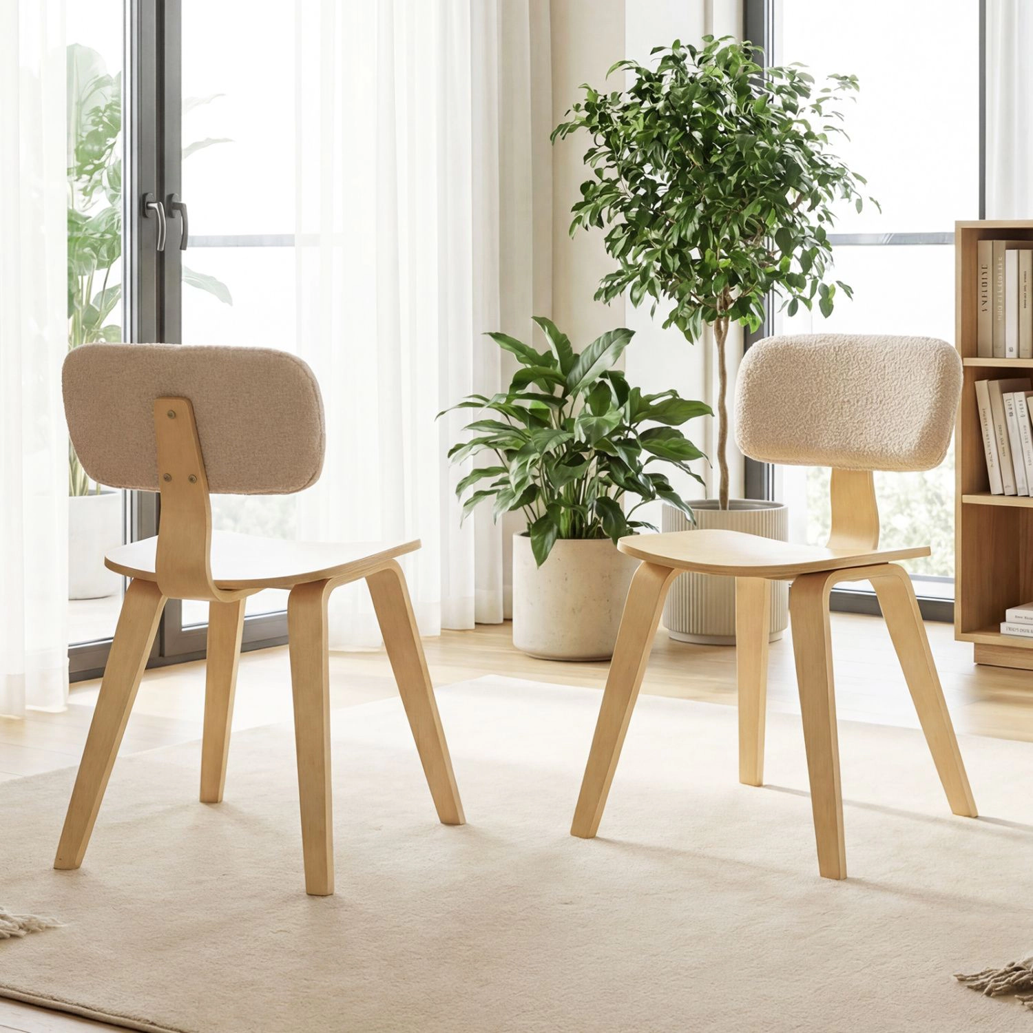 SlickBlue Unisex 2-Piece Rubber Wood Dining Chairs with Padded Backrest