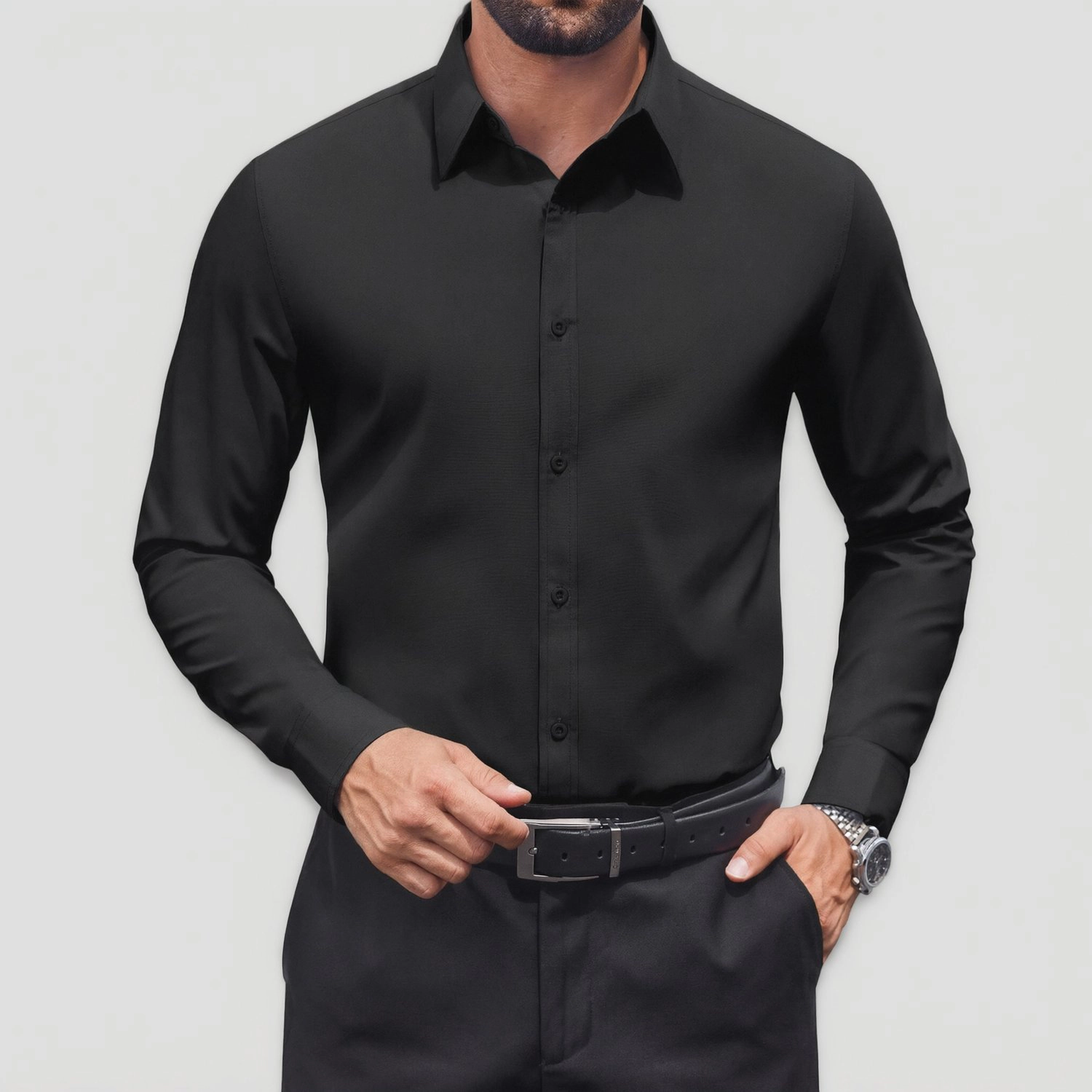 COOFANDY Mens Long Sleeve Dress Shirt Classic Collar Button Down Business Casual