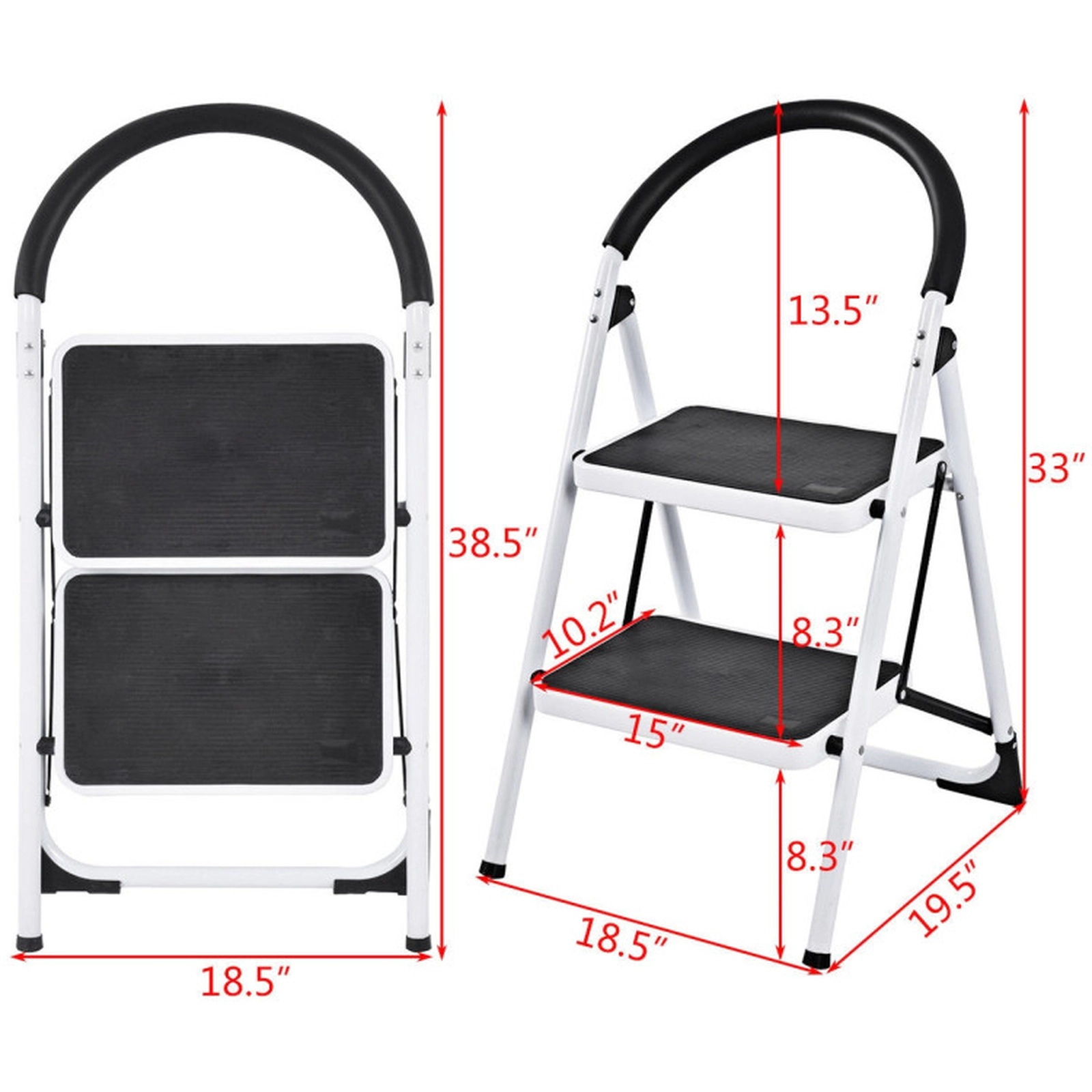 SUGIFT 2.75-ft Folding Iron Frame Anti-Slip Pedals Top Grip Step Stool 18.5-in x 19.5-in x 33-in 330-lb Capacity White
