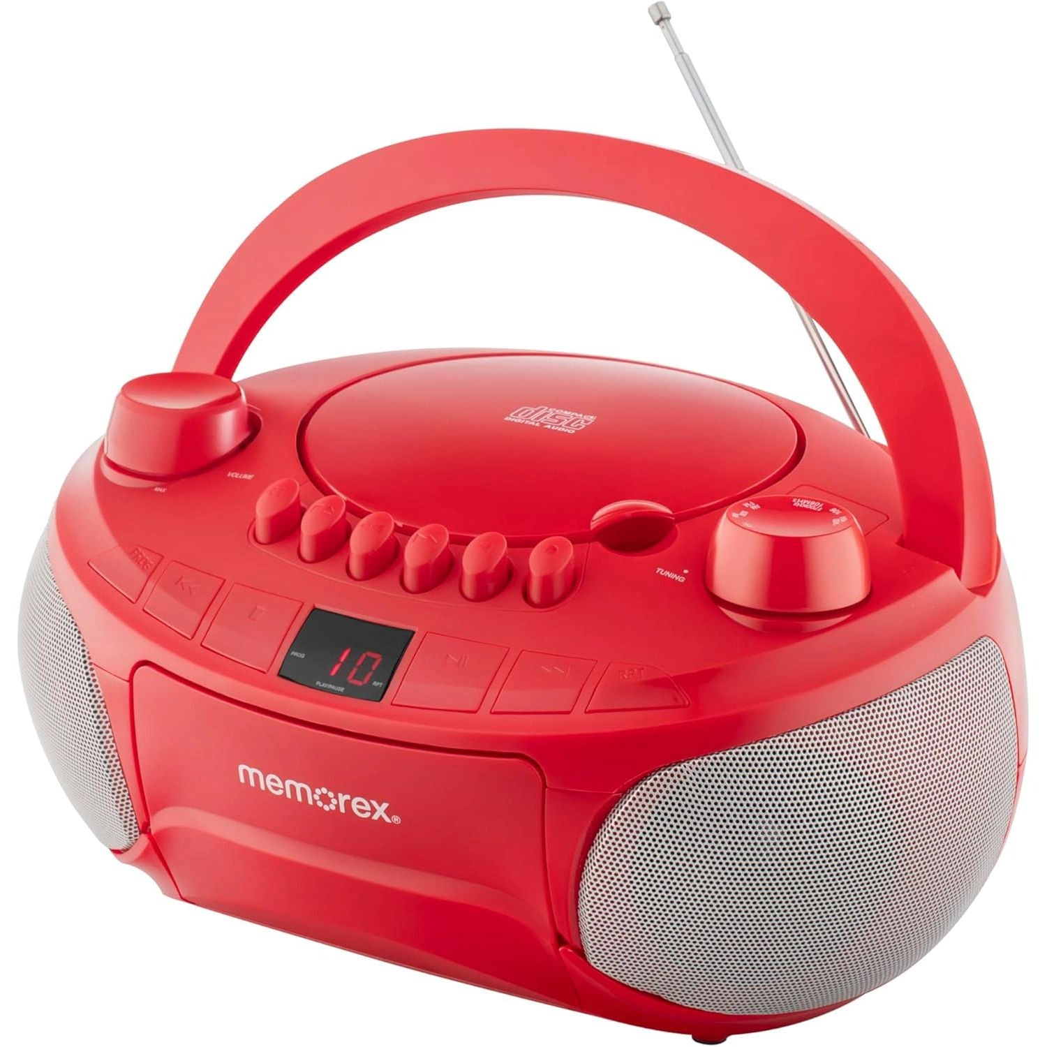 Memorex BCCD50 Portable CD Cassette AM/FM Player, Red