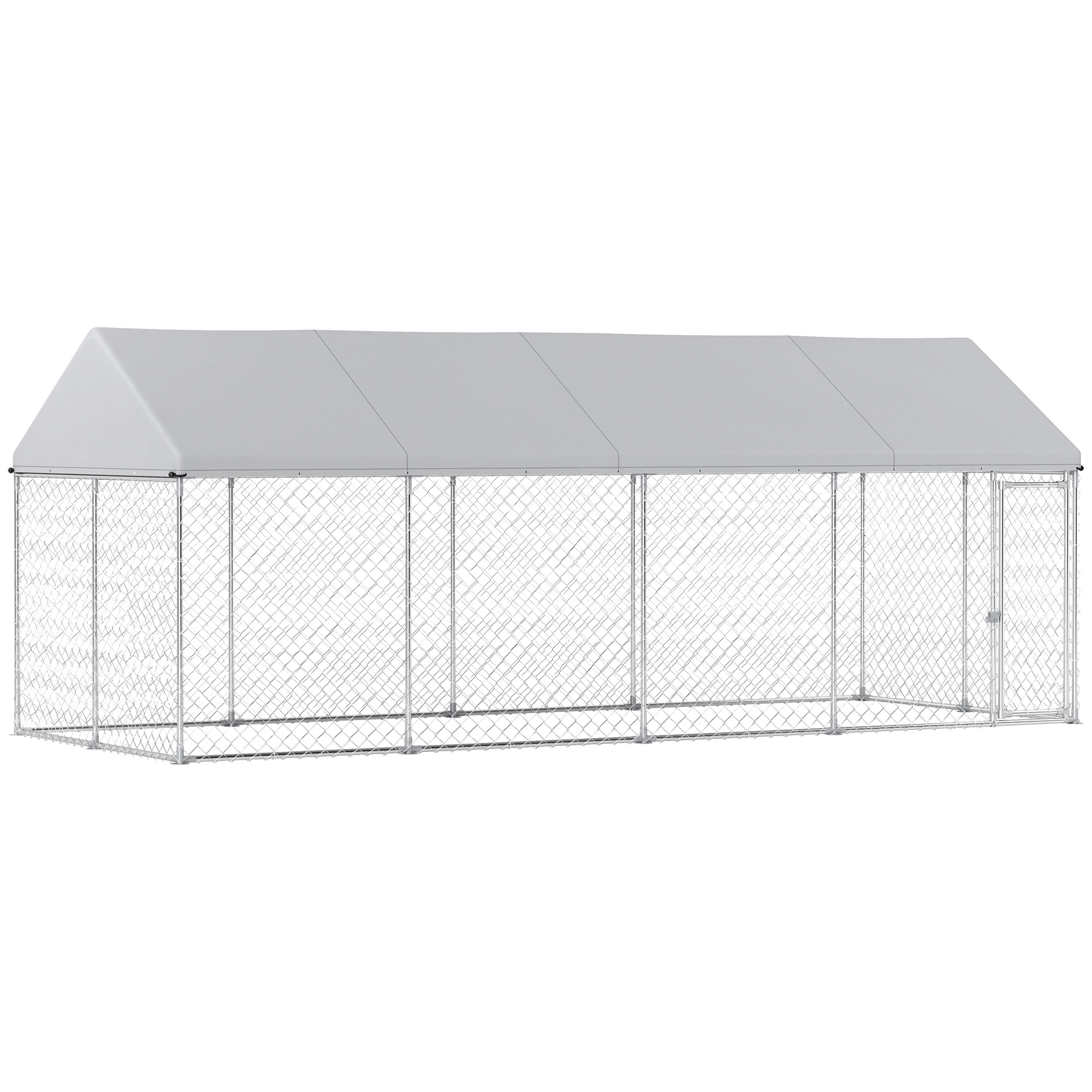 HONGGE Heavy Duty Outdoor Dog Kennel with Waterproof Roof, Secure Latch, Chain Link Dog Run for Backyard