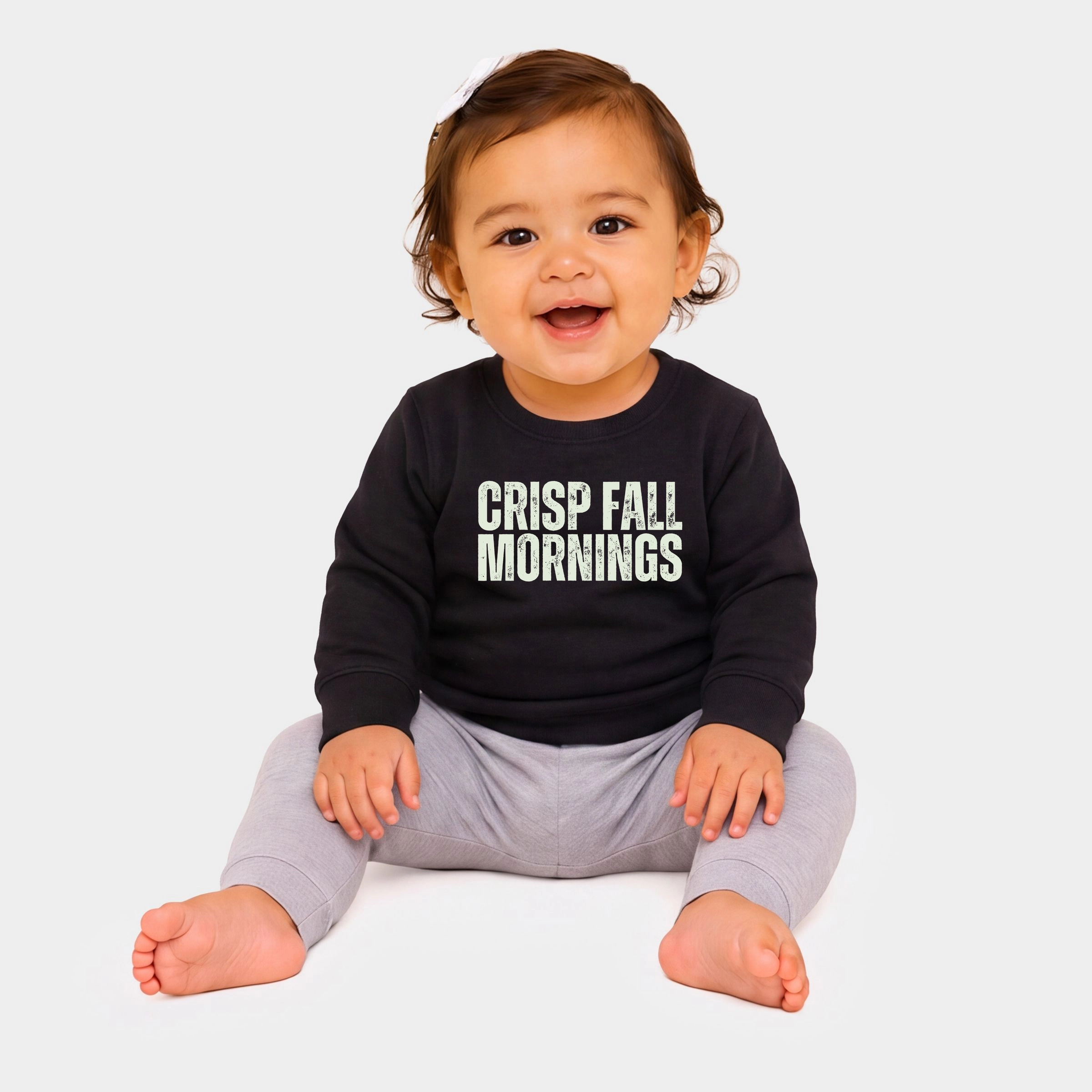 The Juniper Shop - Infant Crew Fleece Sweatshirt Crisp Fall Mornings Distressed