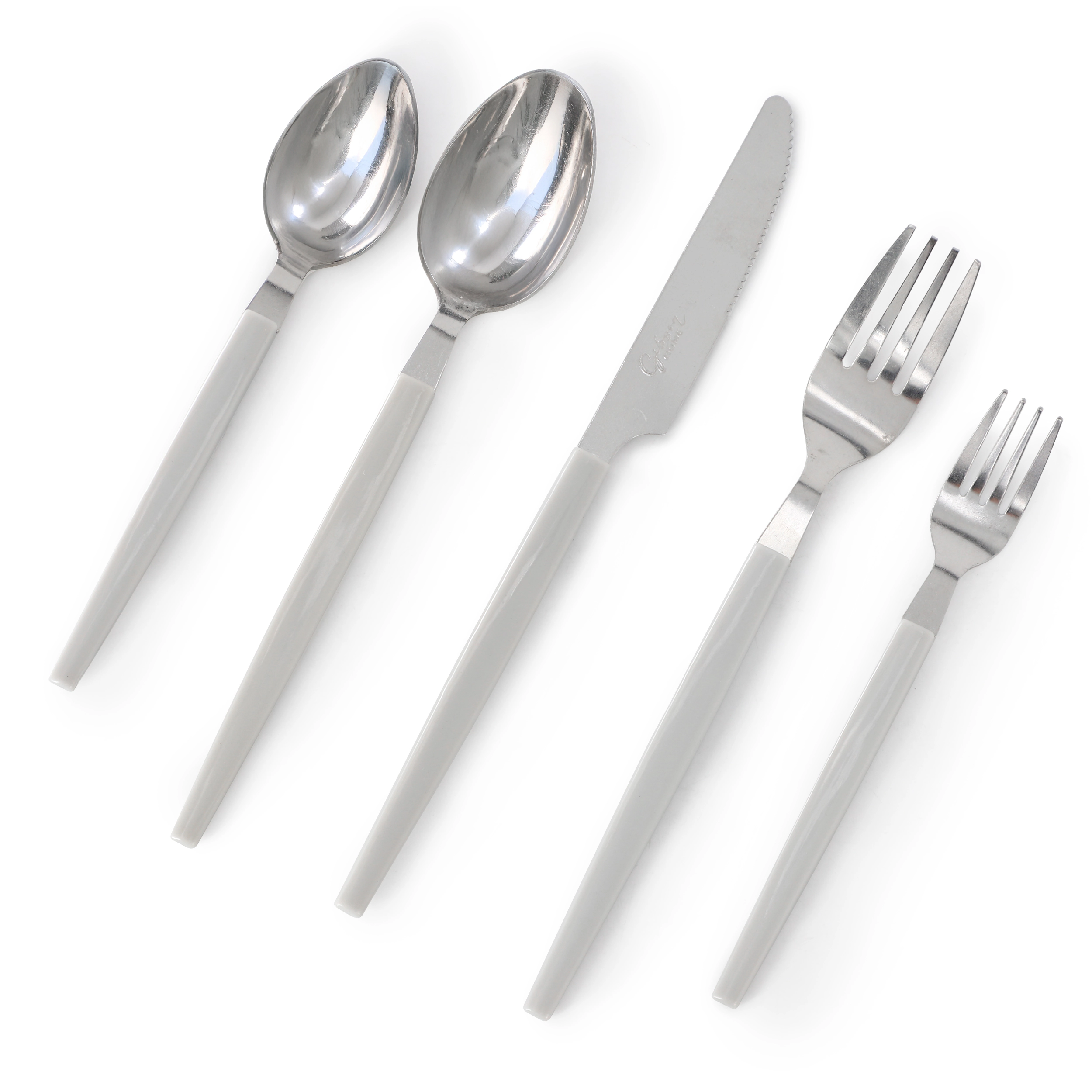 Gibson Home Edzelle 48 Piece Stainless Steel Flatware Set in Gray with Plastic Tray