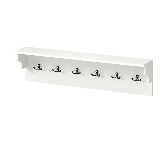 Glintex 31.5-Inch Wall Coat Rack with Top Shelf and 6 Burr-Free Hooks