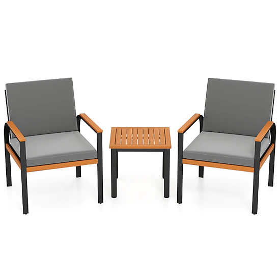 Hivvago 3 Piece Patio Furniture Set Outdoor Conversation Set With Coffee Table