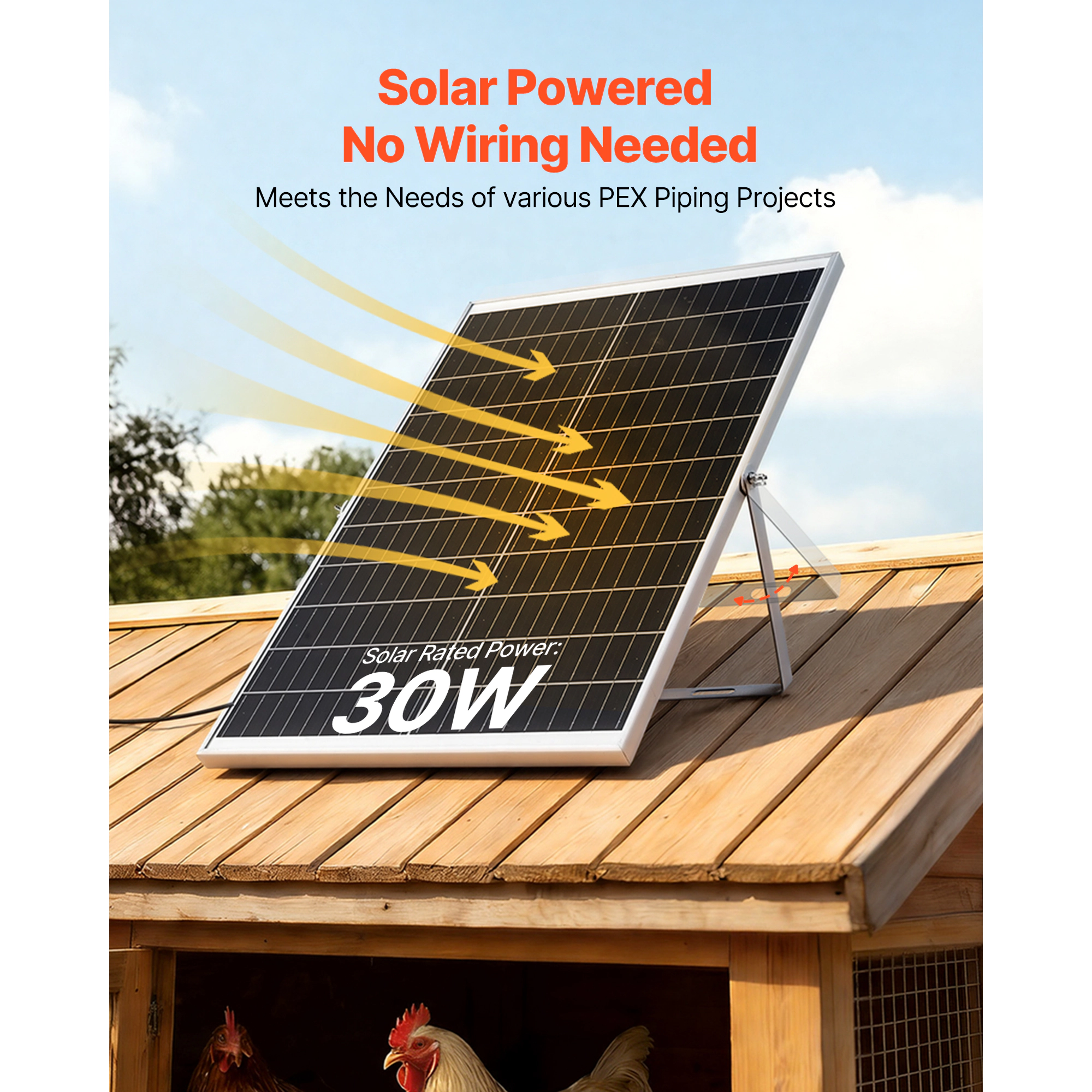 HONGGE Solar Powered Fan Panel with Adjustable Angle -Speed Fast Air Exchange for Greenhouse Grow
