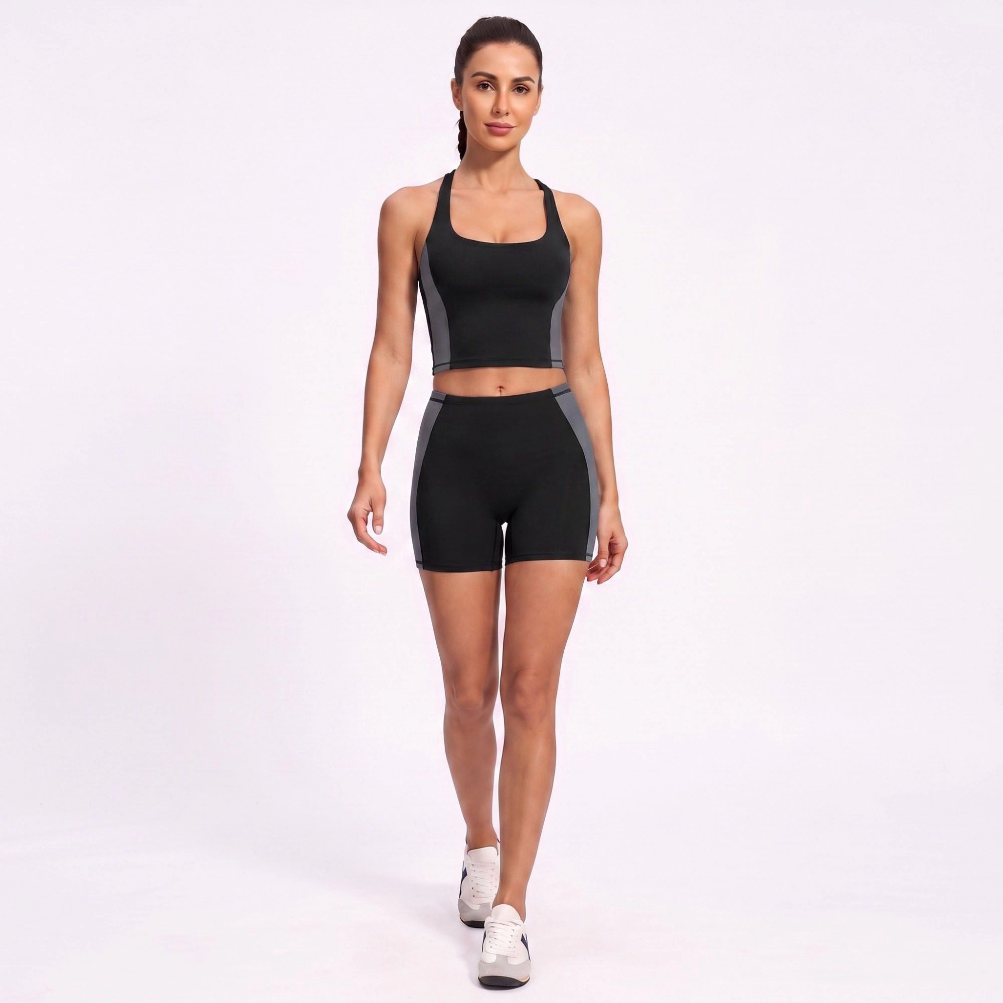 Anna-Kaci Women's Square Neck Cropped Active Tank Top for Yoga Running Gym Workouts and Everyday Athleisure