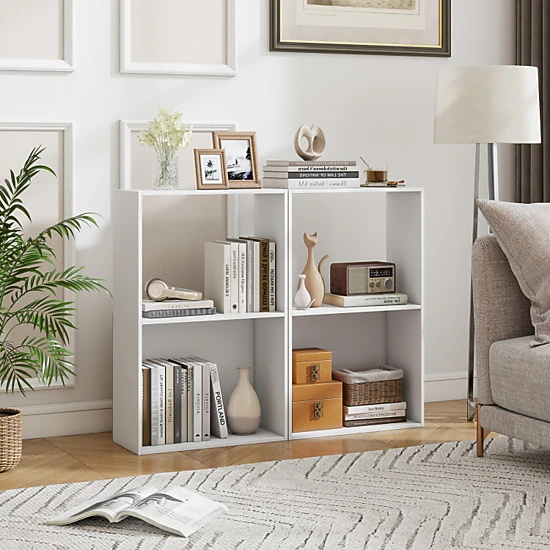 Hivvago Set of 2 3-Tier Bookshelves with Open Storage