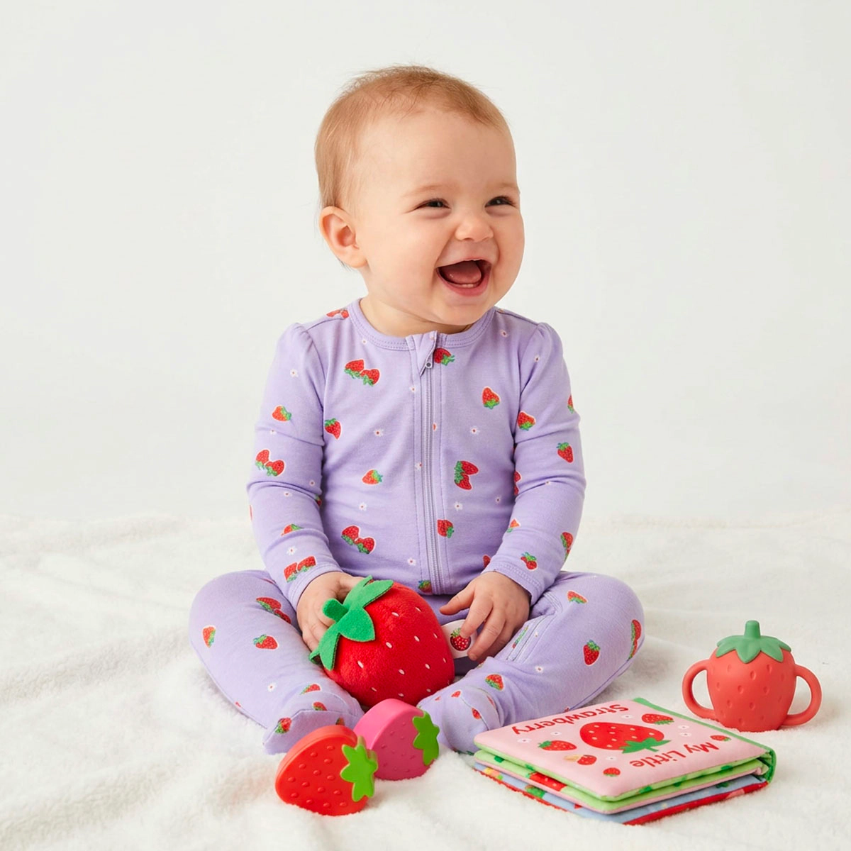 Rockets of Awesome Strawberry Footie For Baby Girl