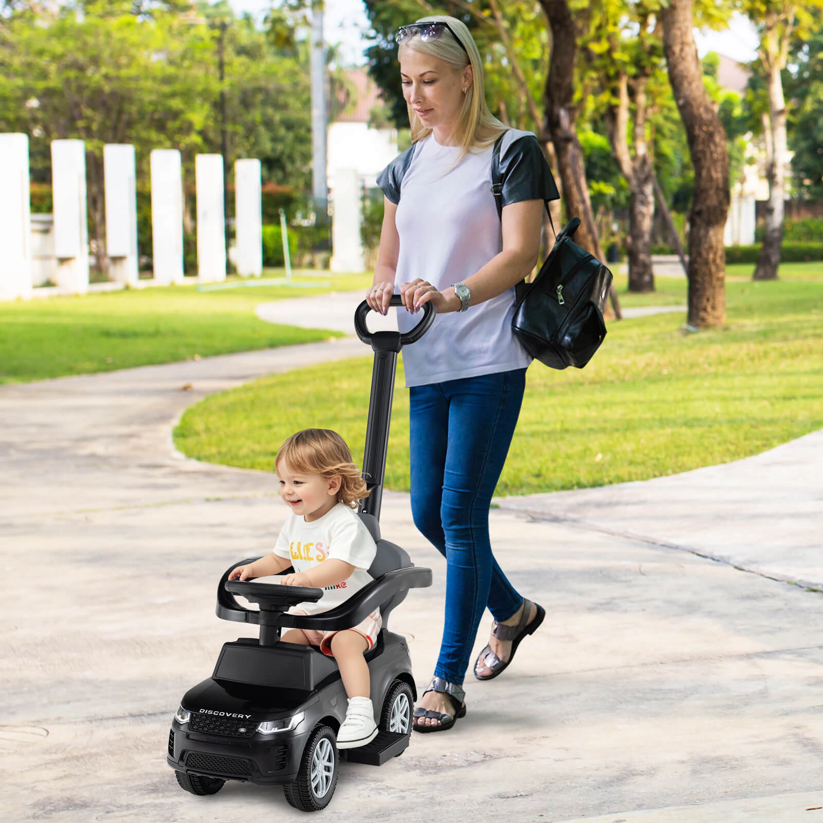 Costway Kids Ride on Push Car with Horn & Start-up Sound Under-seat Storage Handle