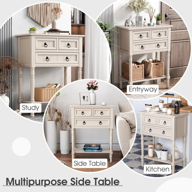 Hivvago Compact Entry Console with Multiple Drawers and Open Storage Shelf