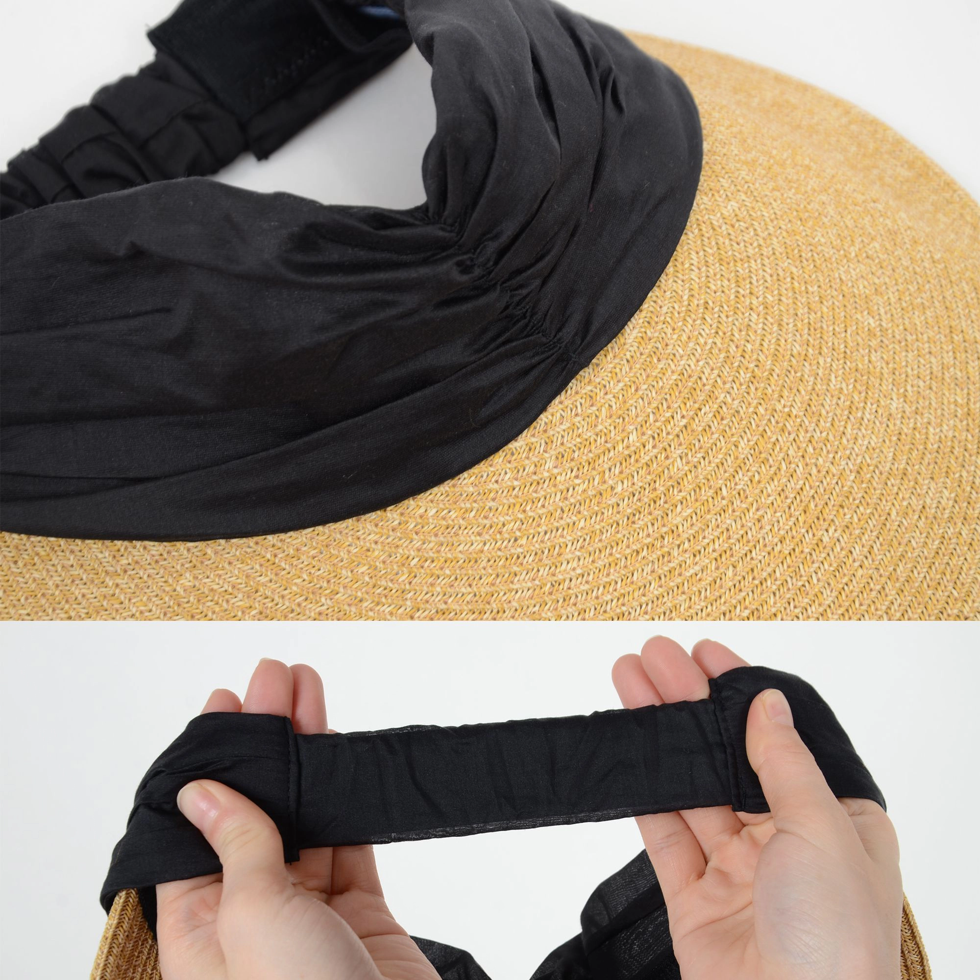 Anna-Kaci Womens Straw Sun Visor Wide Brim Adjustable Elastic Band Lightweight Summer Hat