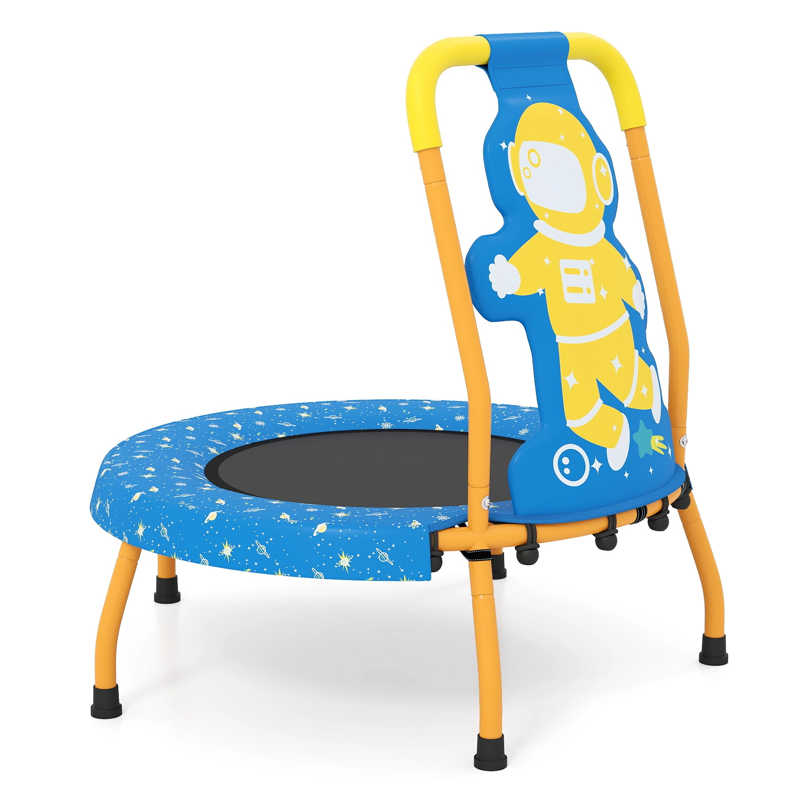 SUGIFT Springless Mini Trampoline for Toddlers Foam Padded Handle & Safety Padded Cover 176-lb Capacity Ages 3-6 Blue