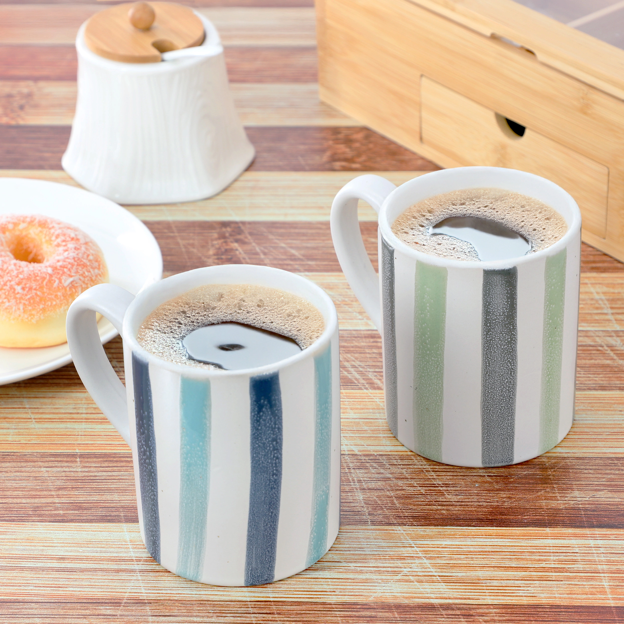 Gibson Home Atlantic Waves 4 Piece 17 Ounce Handpainted Stoneware Mug Set