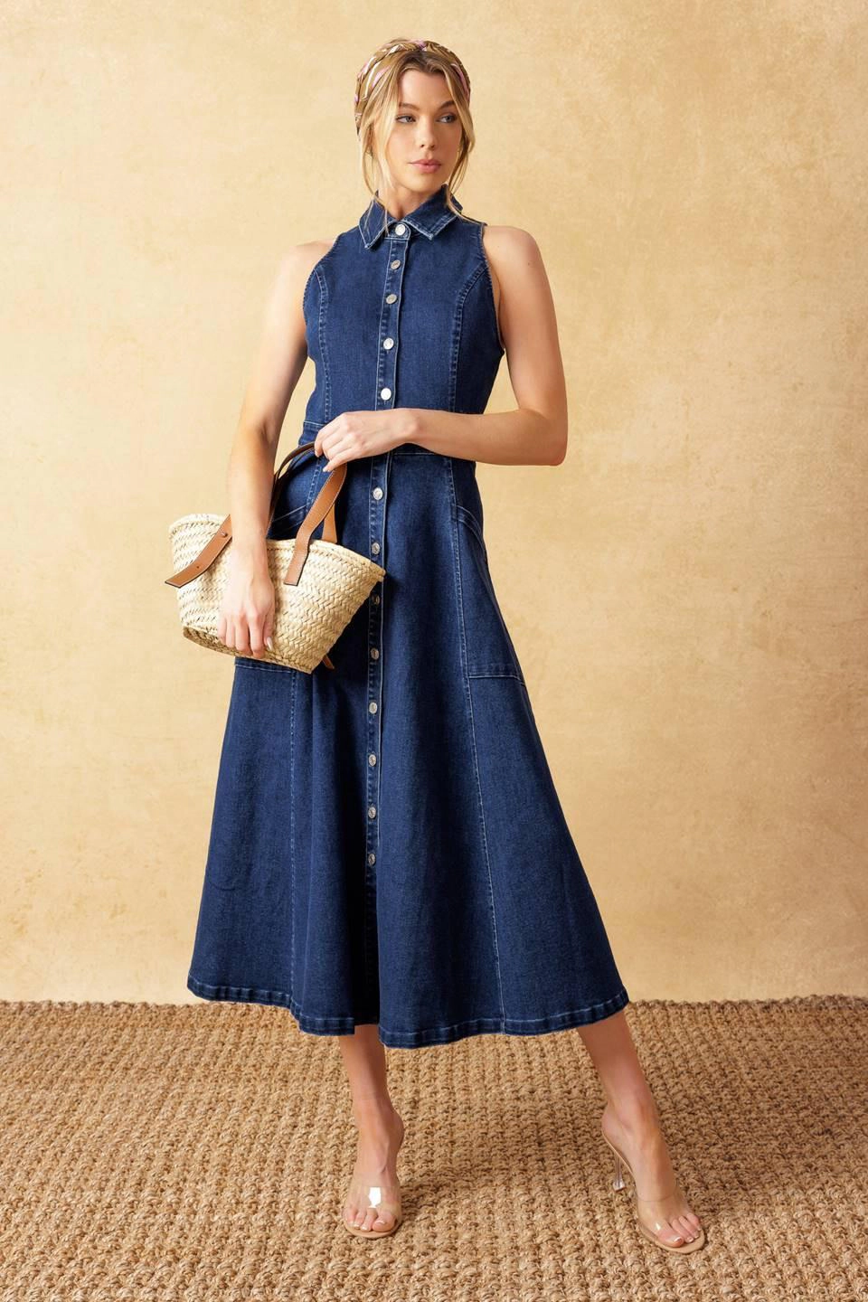 TRUEDAMES Women Cool Girl Denim Midi Dress