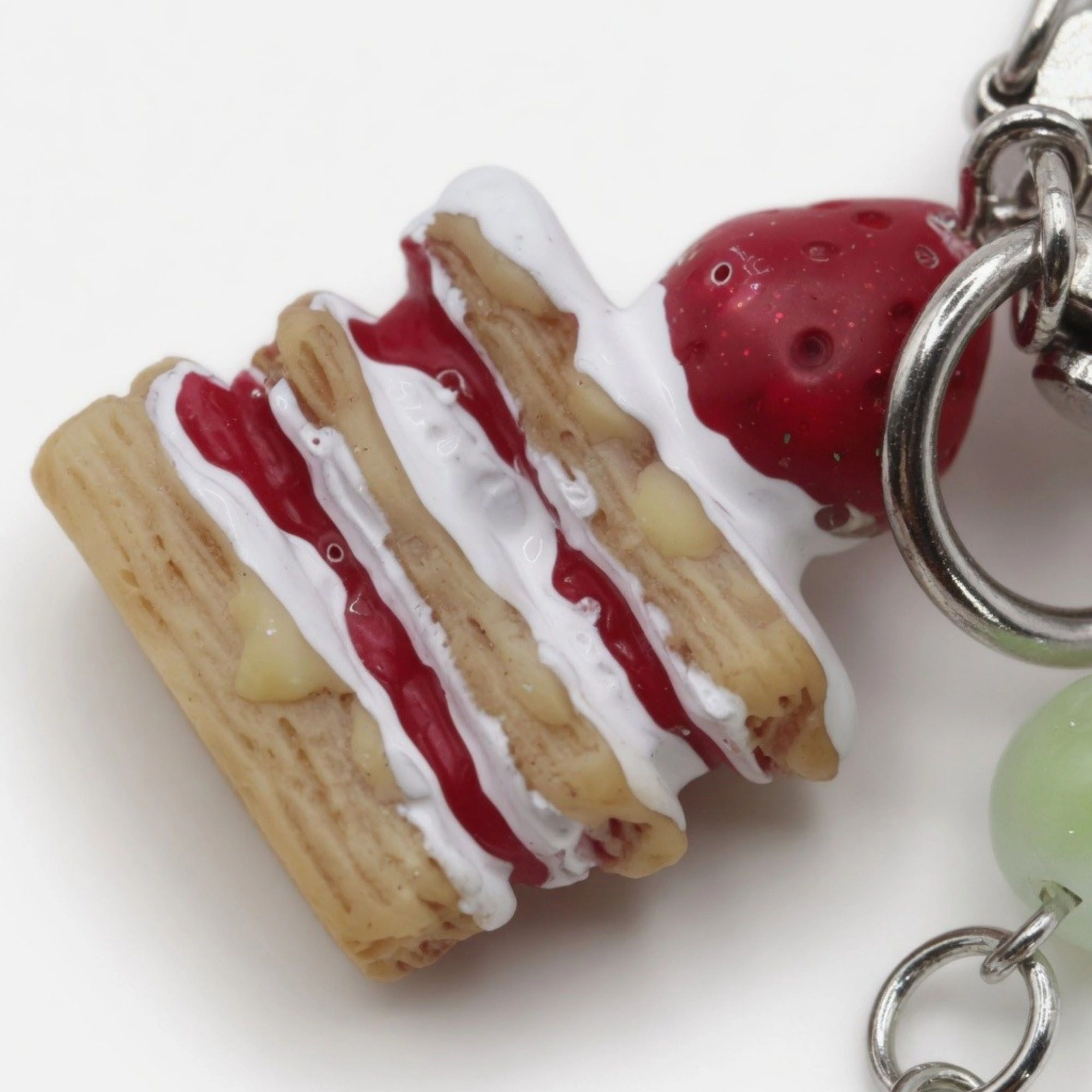 Alilang Women's Dessert Charm Keychain with Strawberry Pendant Cake Detail Star Clip Bag Charm Key Ring Accessory