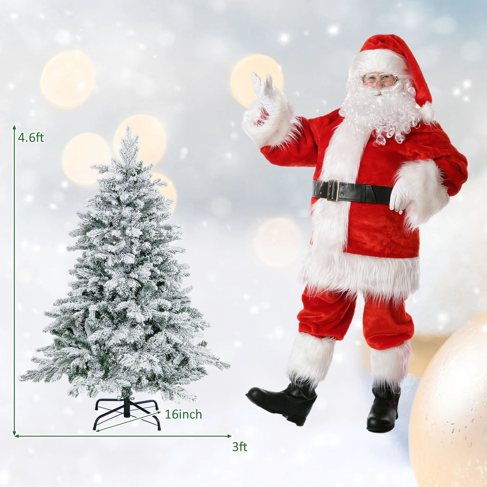 SlickBlue Snowy Artificial Christmas Tree with PE and PVC Branches