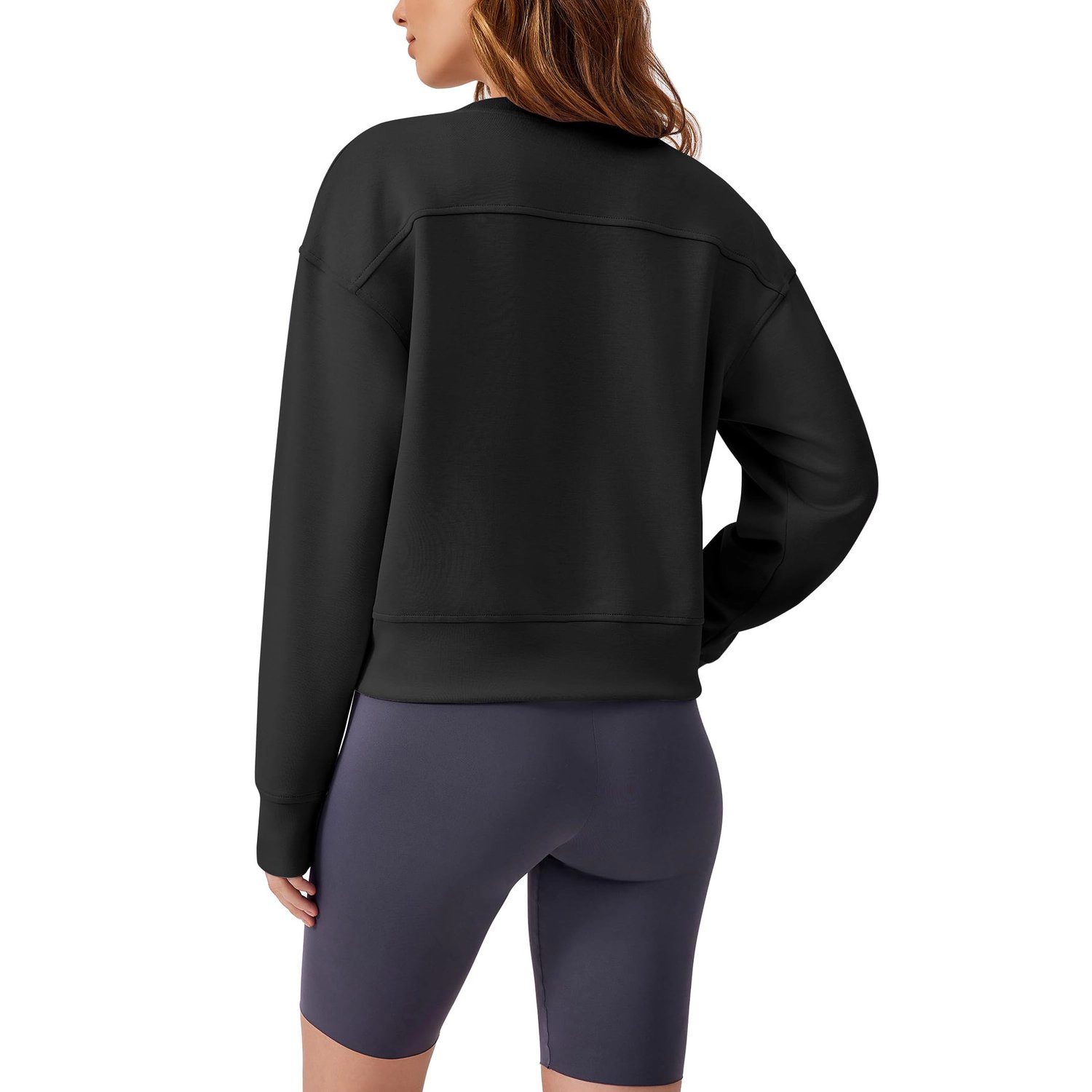 Pinspark Womens Casual Long Sleeve Sweatshirt Crew Neck Drop Shoulder Pullover Tops