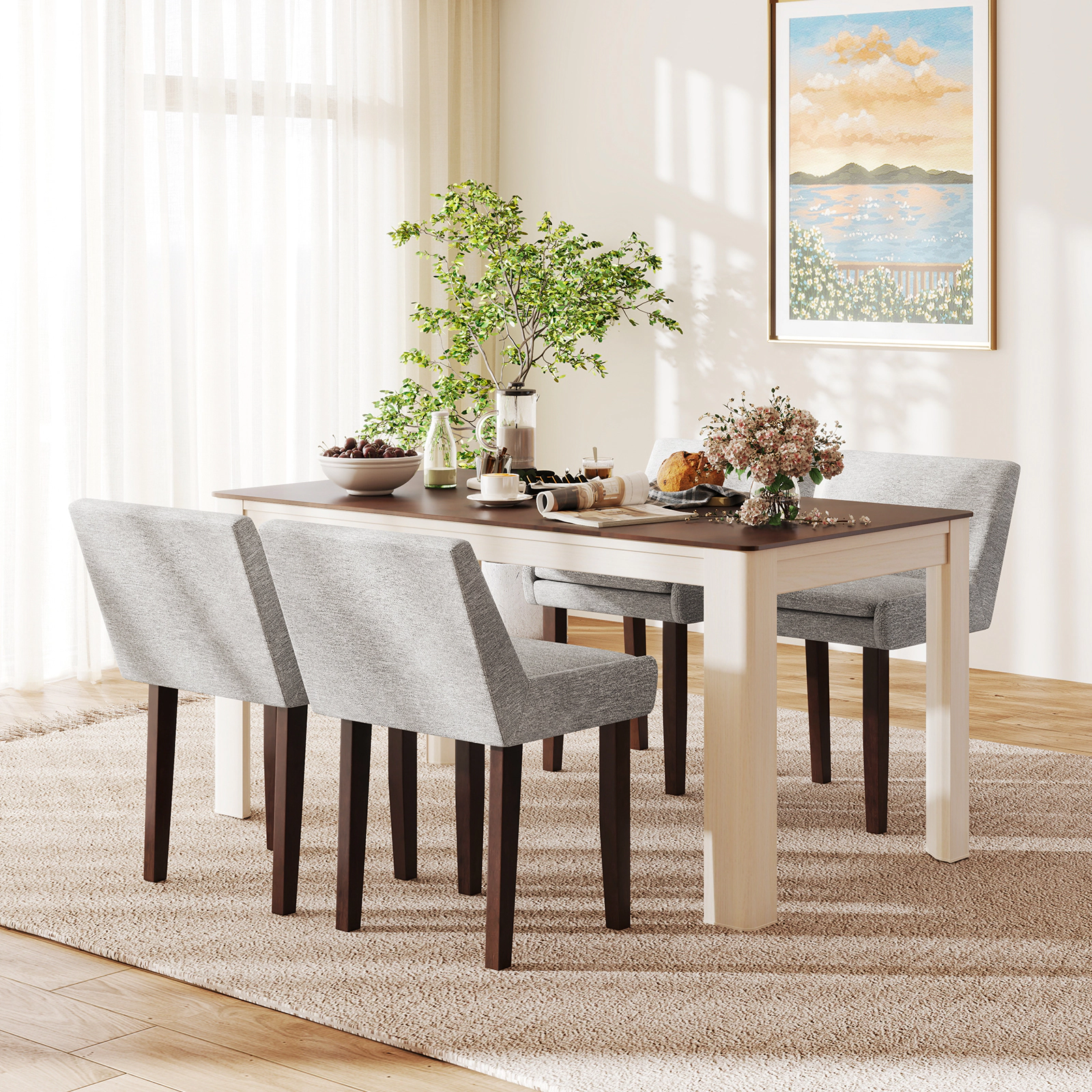 LJG Modern Upholstered Fabric Side Leisure Chair Set of 2