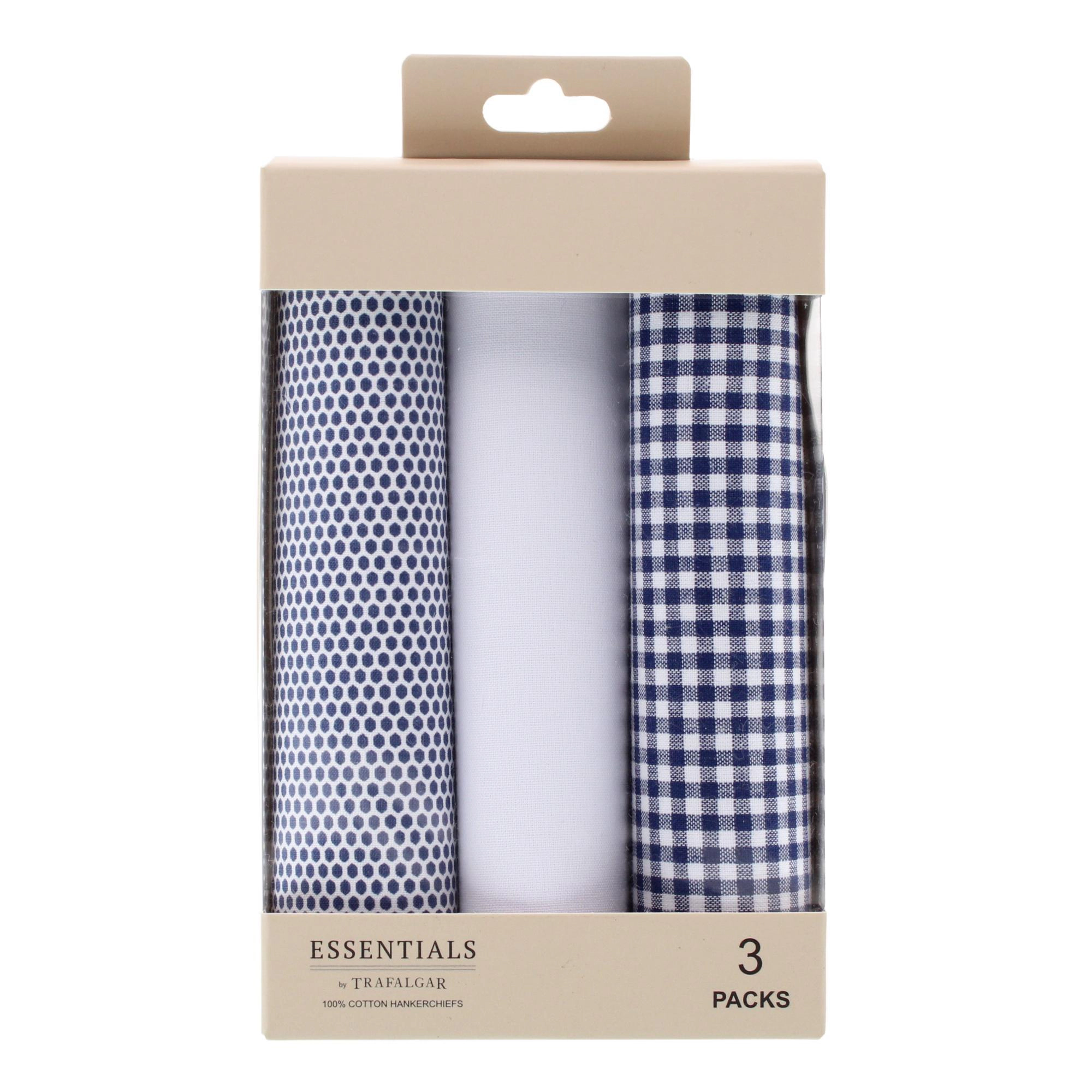 Essentials by Trafalgar Classy Dot and Check Patterned Blues Handkerchiefs