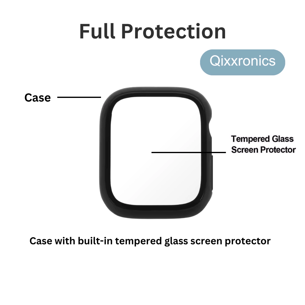 Qixxronics for Apple Watch Series 1/2/3 (38mm) Case, Built-in Tempered Glass Screen Protector 4PCS