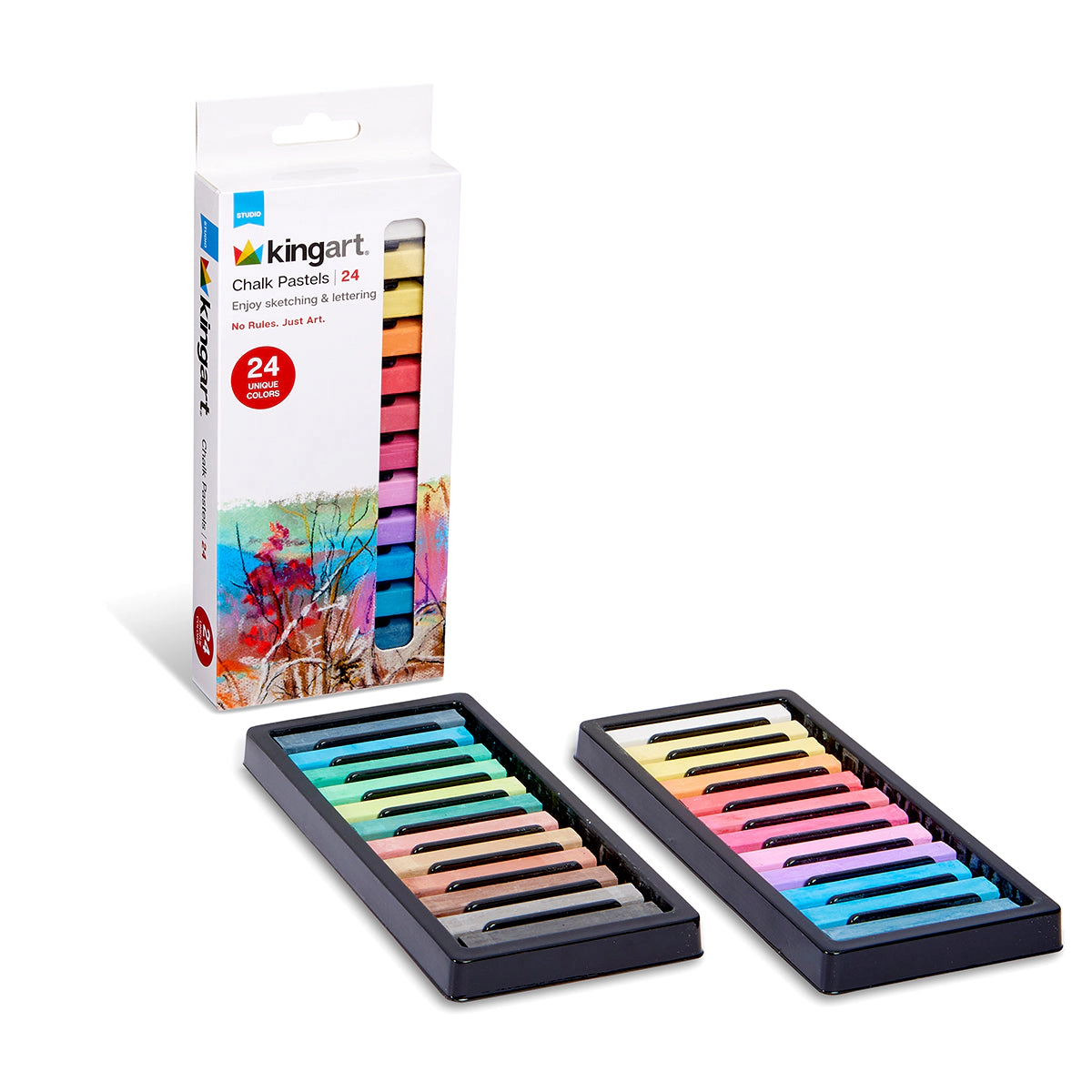 KINGART Square Chalk Pastels 24 pc, Multicolor