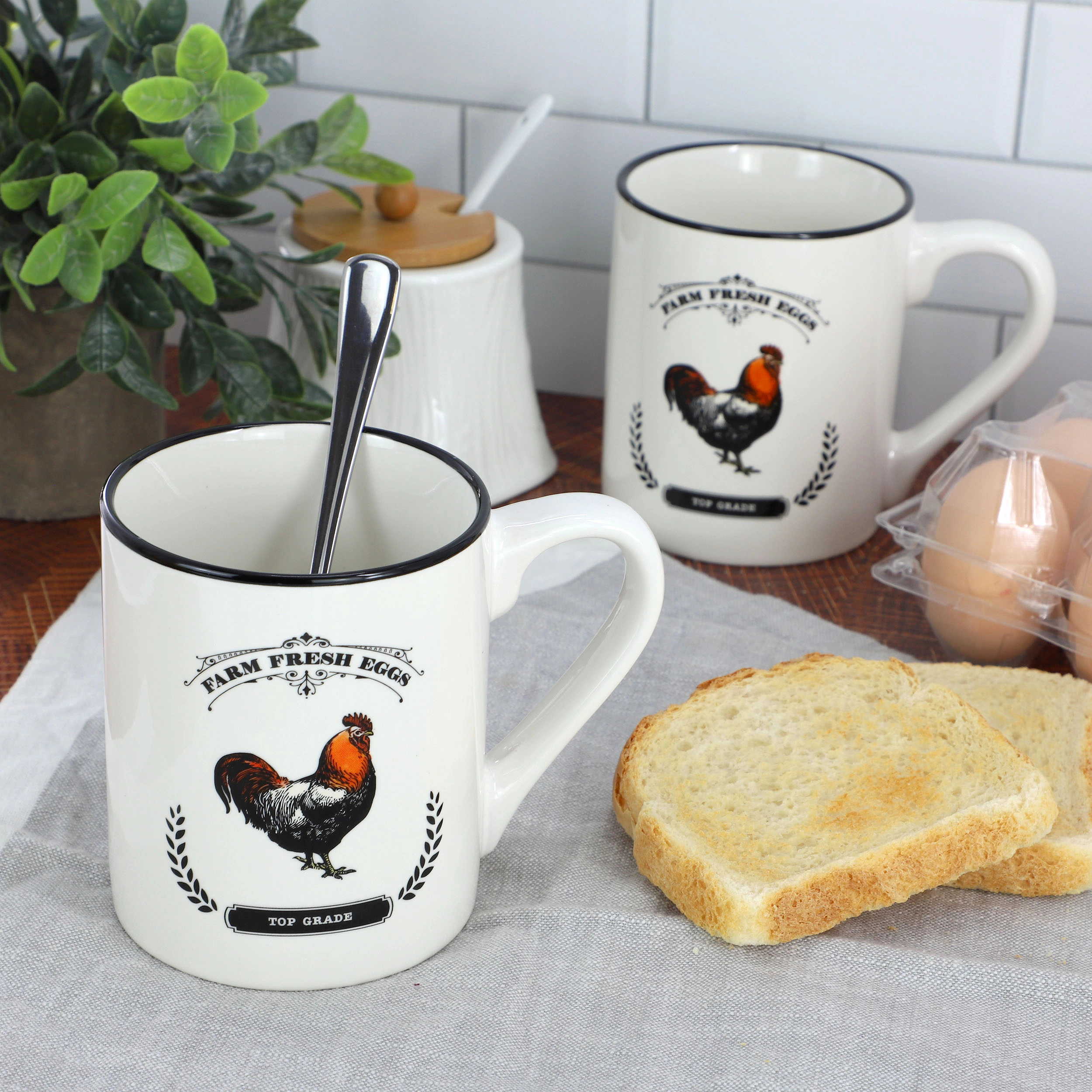 Gibson Homewares Barn Animals 17 Ounce Rooster 8 Piece Mug Set