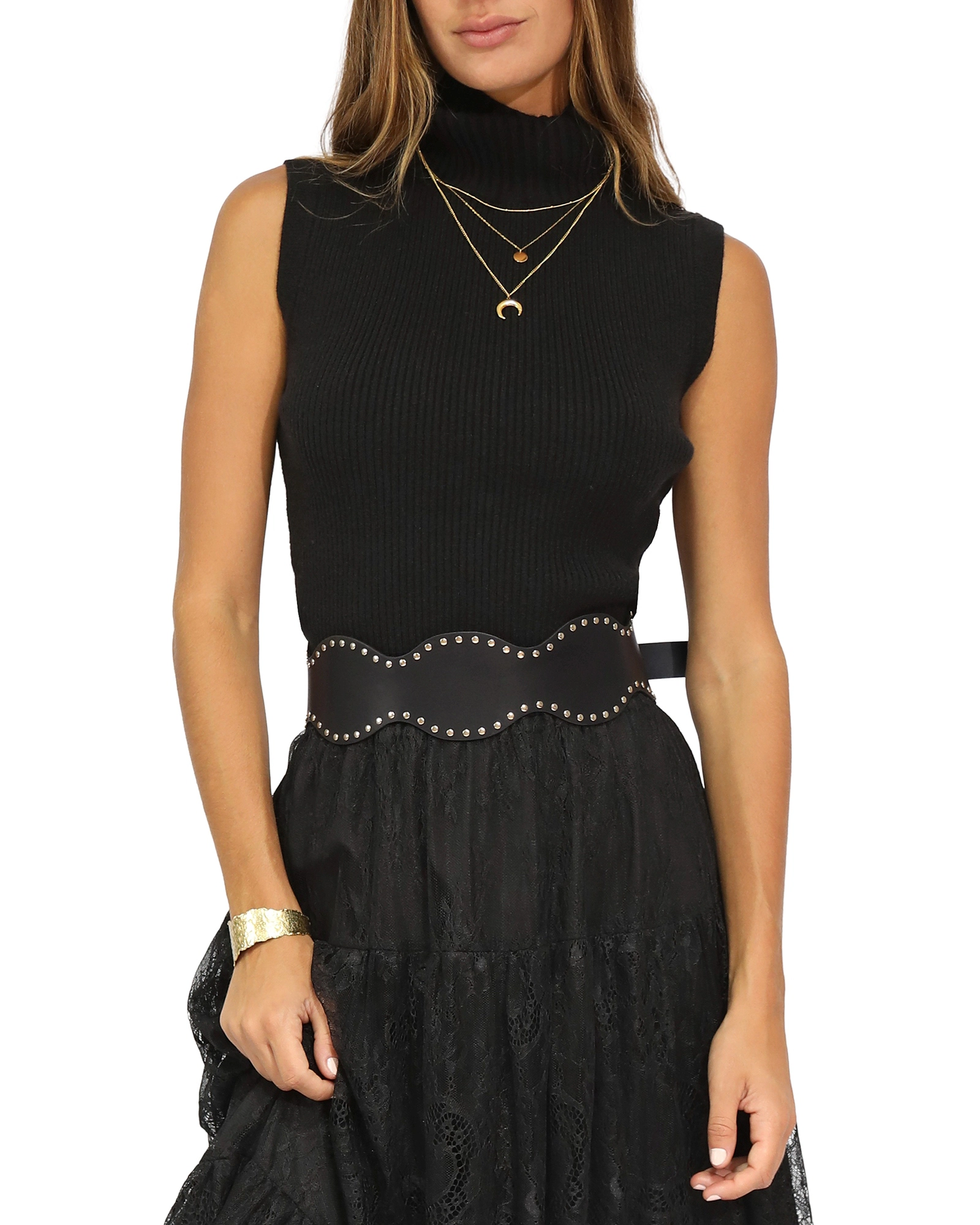 Belle & Bloom No Other Love Leather Studded Belt