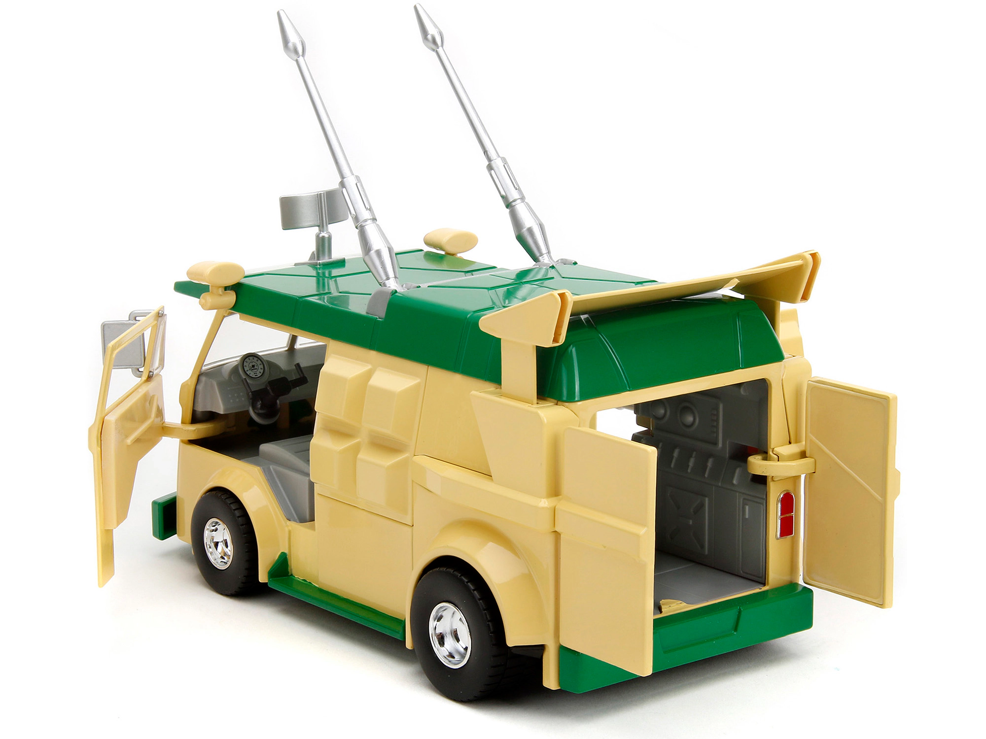 Jada Party Wagon Green and Beige and Donatello Diecast Figure "Teenage Mutant Ninja Turtles" "Hollywood Rides"