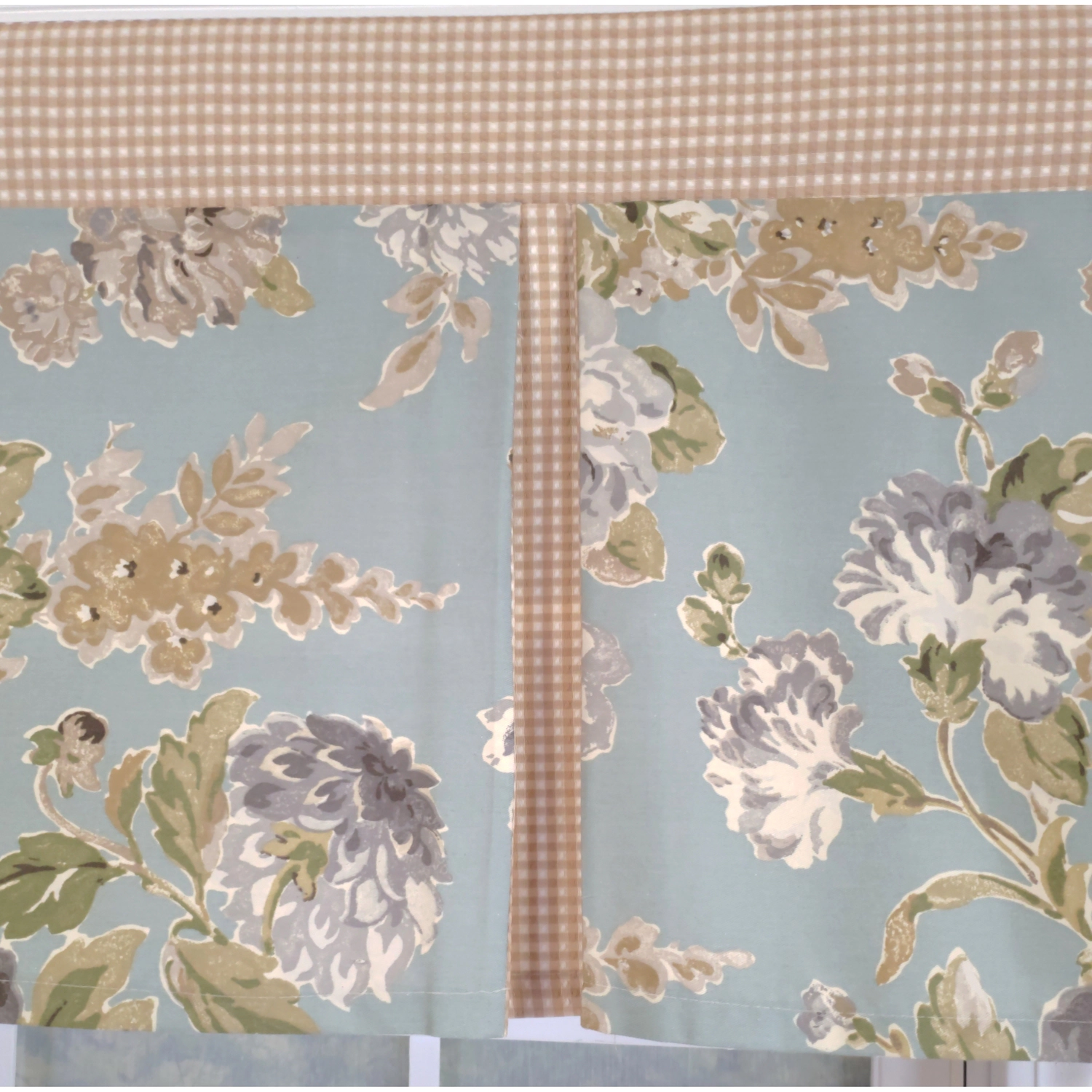 RLF Home 3" Rod Pocket High Quality Fabric Floral Essence Pleated Valance for Windows 50" x 16" Blue