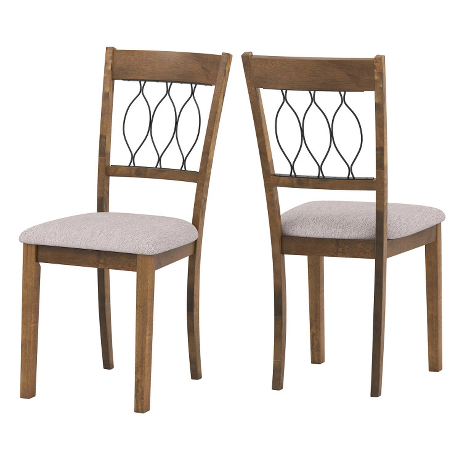 SUGIFT Set of 2 Rustic Brown Upholstered High Open Back Dining Room Chairs with Padded Seat for Kitchen