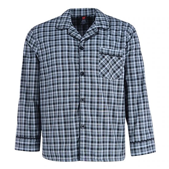 Hanes Men's Broadcloth Long Sleeve Pajama Set