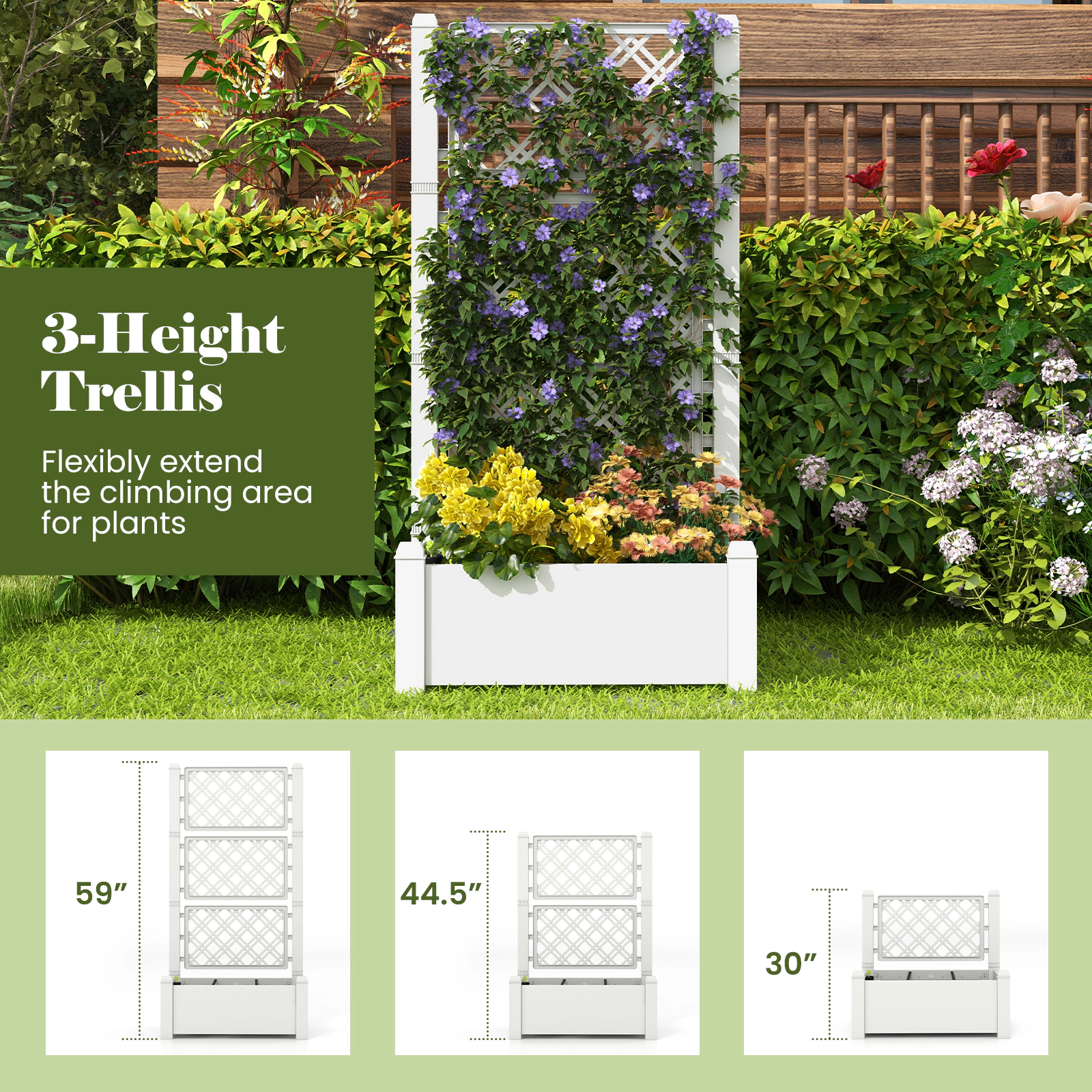 SlickBlue Outdoor Self Watering Raised Garden Bed with Trellis