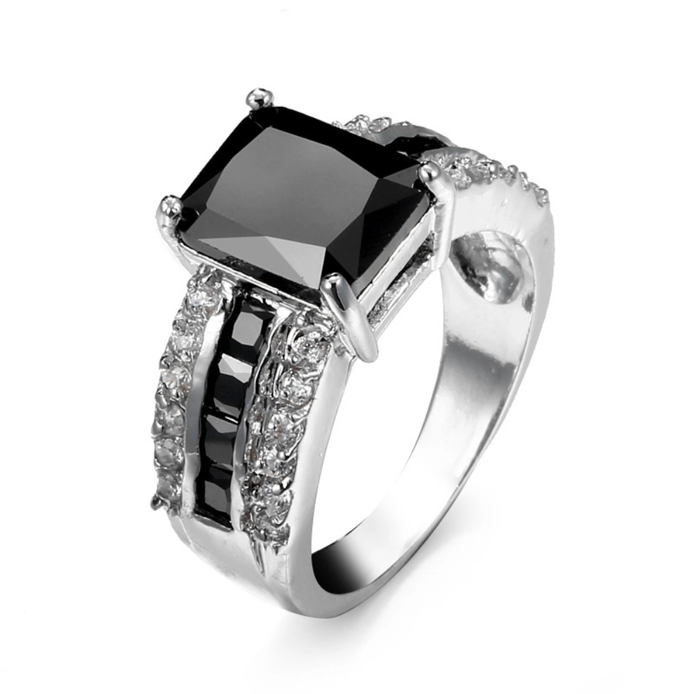 Women’s Square Cut Cubic Zirconia Wide Band Statement Ring