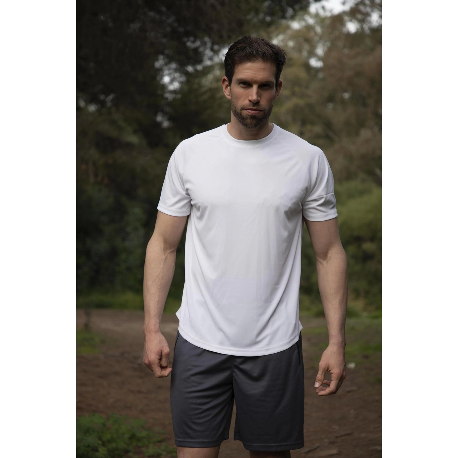 Pinspark Mens Solid Short Sleeve Crew Neck T-Shirts Moisture Wicking Athletic Tees