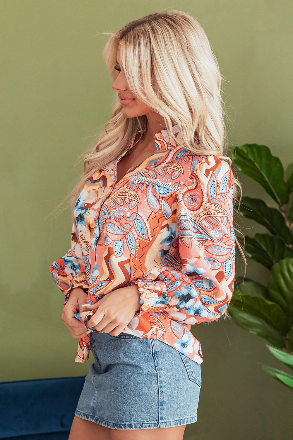 Threaded Pear Women's Leighton Floral Buttoned Loose Shirt