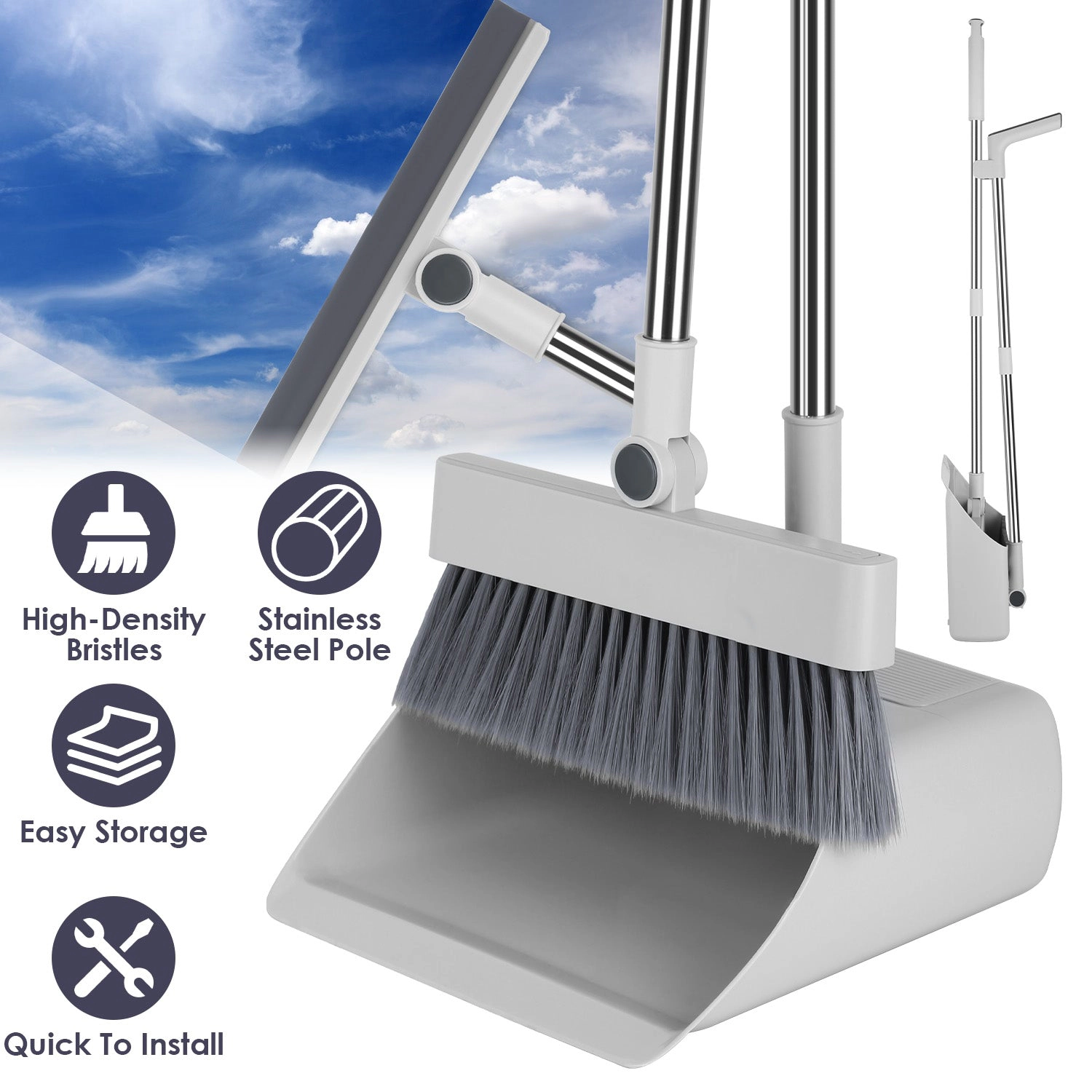 GBruno 4-in-1 Broom And Dustpan Combo Set