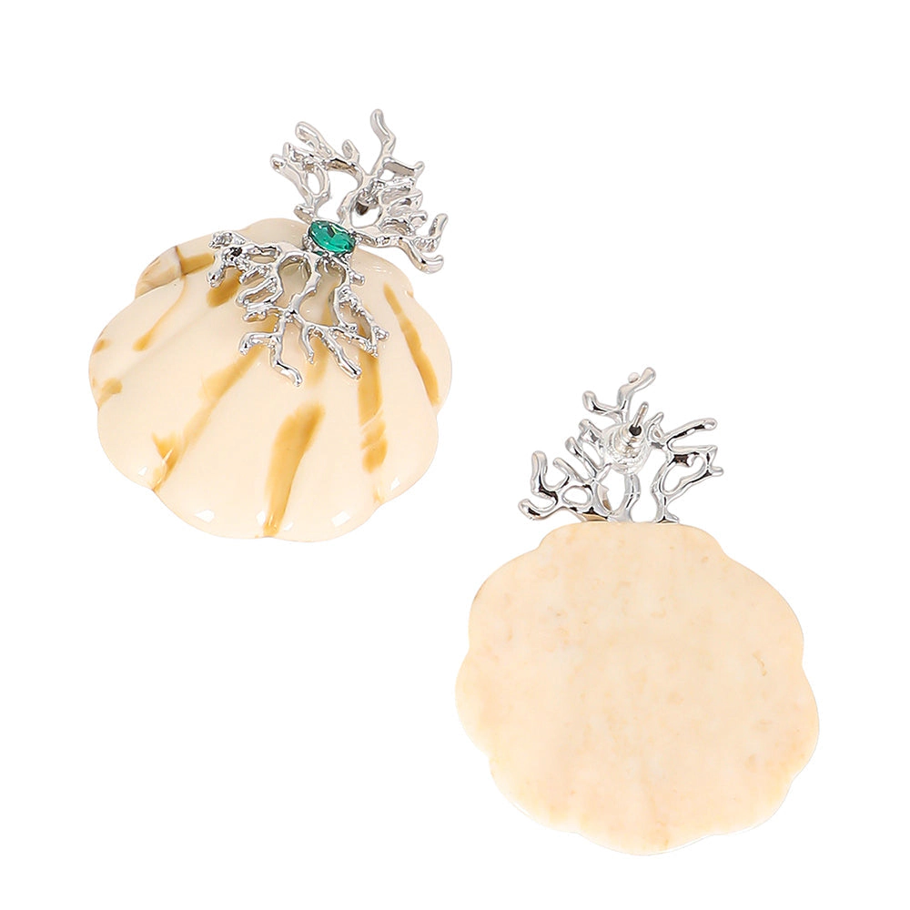 SOHI Women's The Veined-Conchiglia Drop Earrings - Metallic Silver