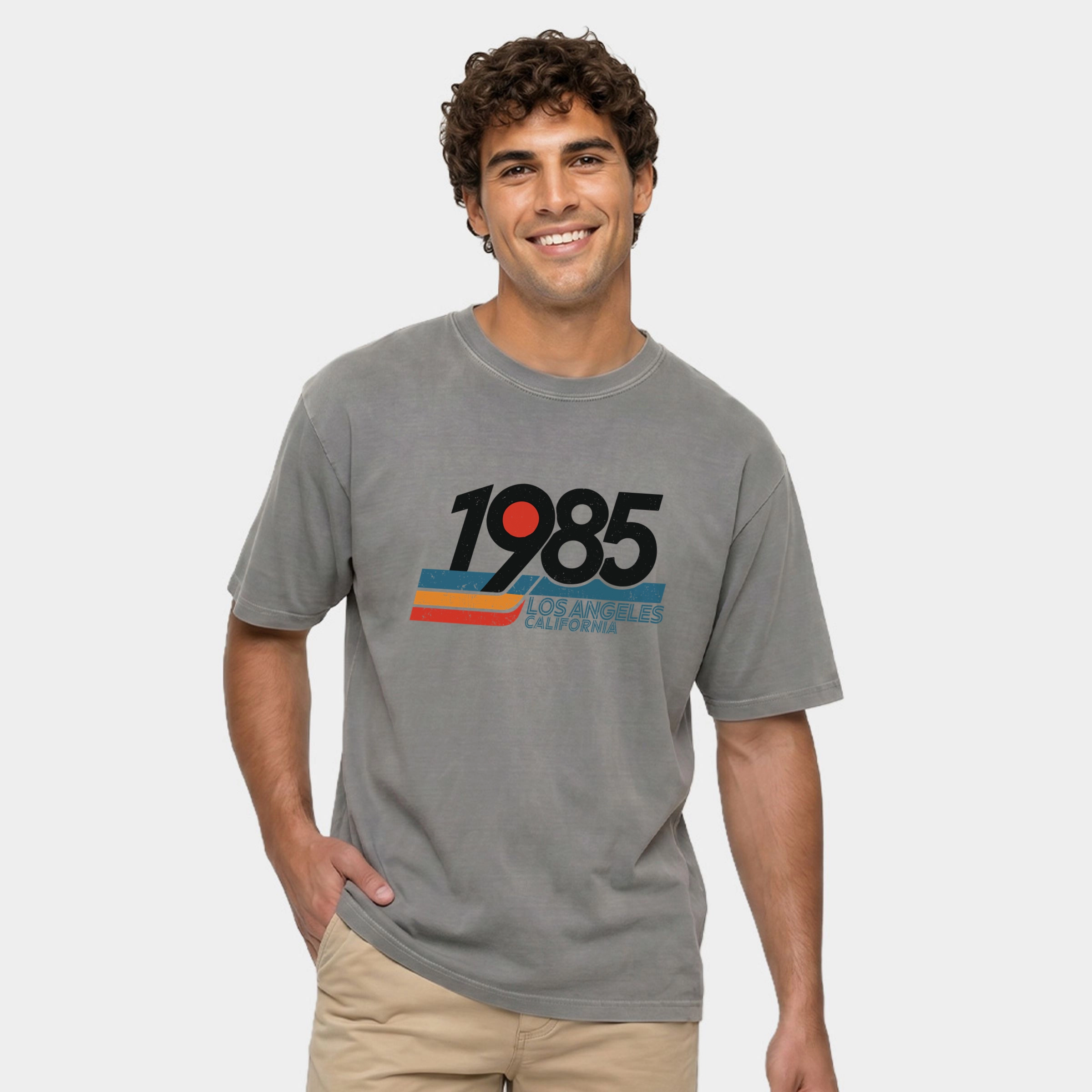 Simply Sage Market - Men's Garment Dyed Graphic T-Shirt Retro 1985 Los Angeles
