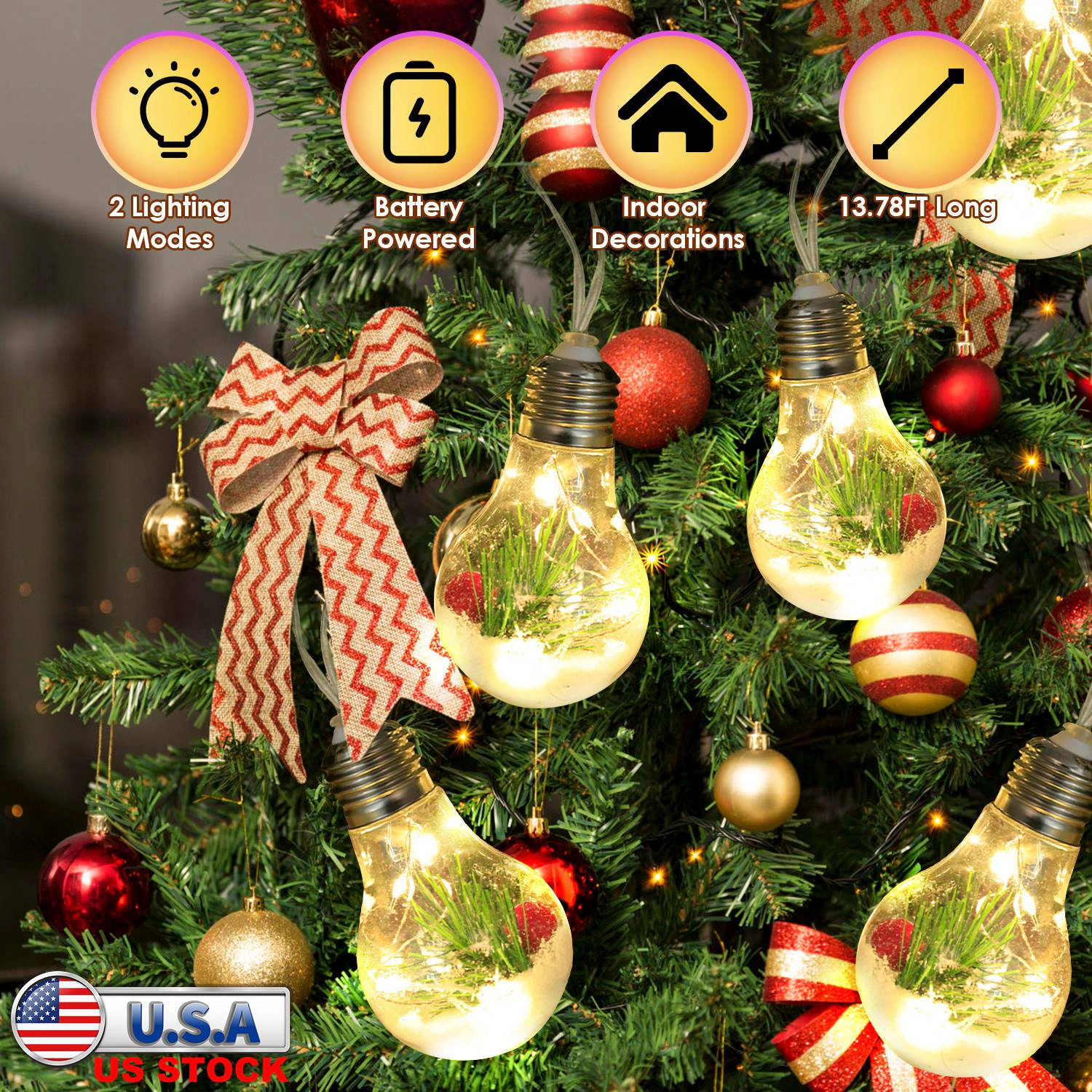 GBruno Battery-Powered Snow Globe String Lights