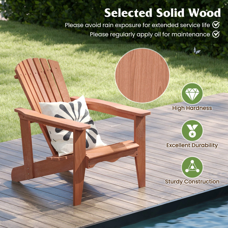 Hivvago Wooden Adirondack Chair with Tall Back and Oversized Armrests