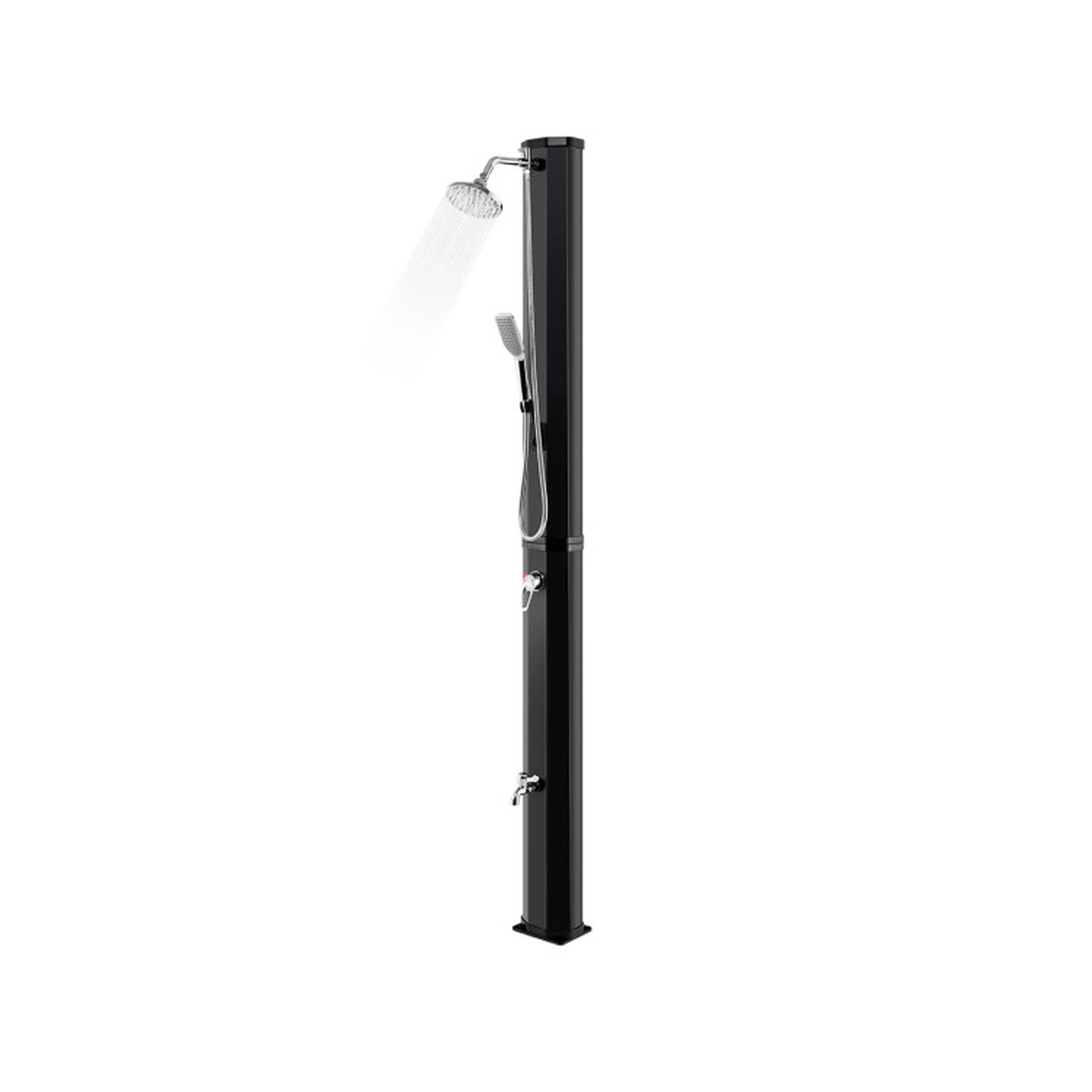 SUGIFT 7.2-ft Solar Heated Handheld Sprayer Foot Tap Freestanding Outdoor Shower 9.3-Gallon 85.5-in 6-in Head Black