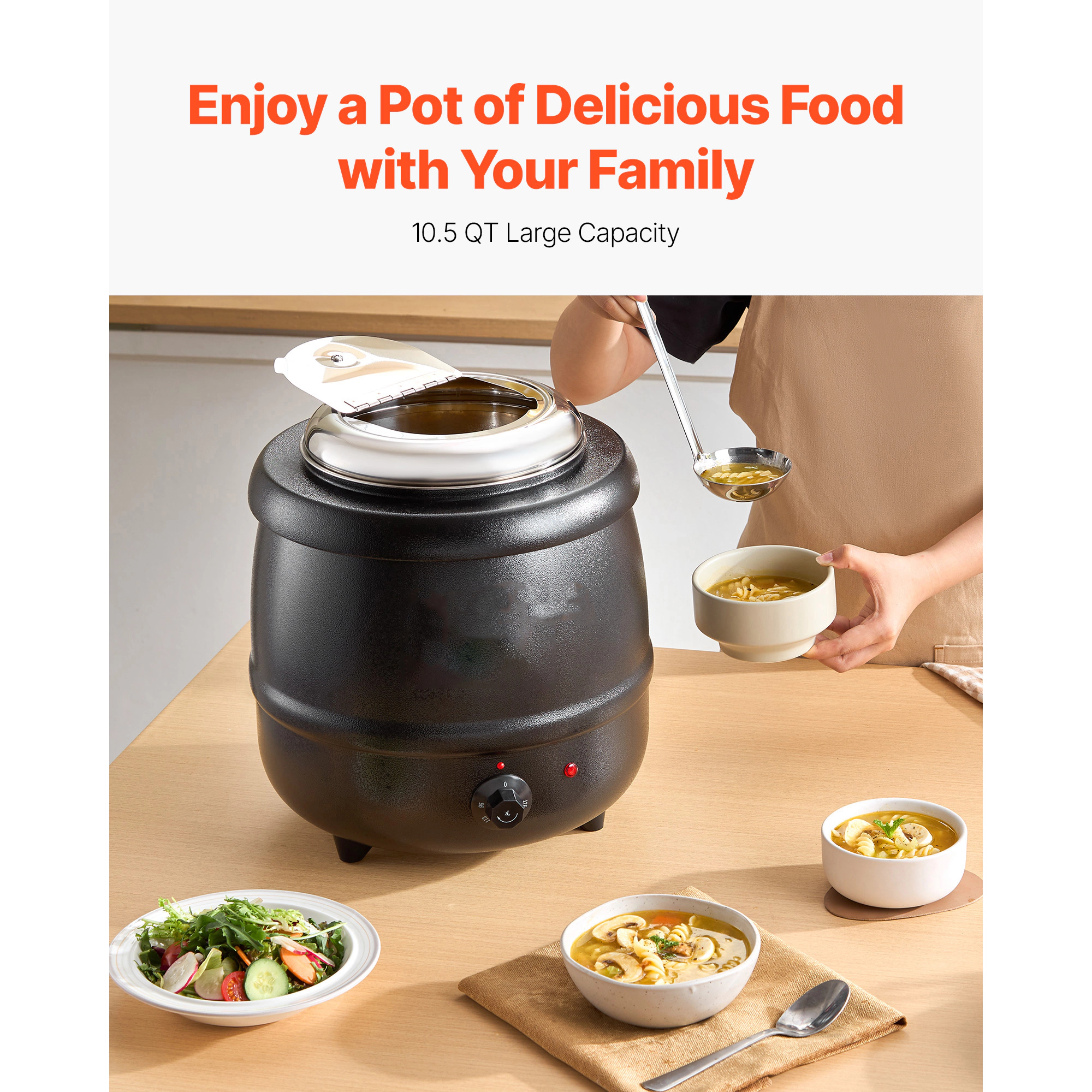 HONGGE Electric Soup Warmer Stainless Steel with Adjustable Commercial Station for Restaurant