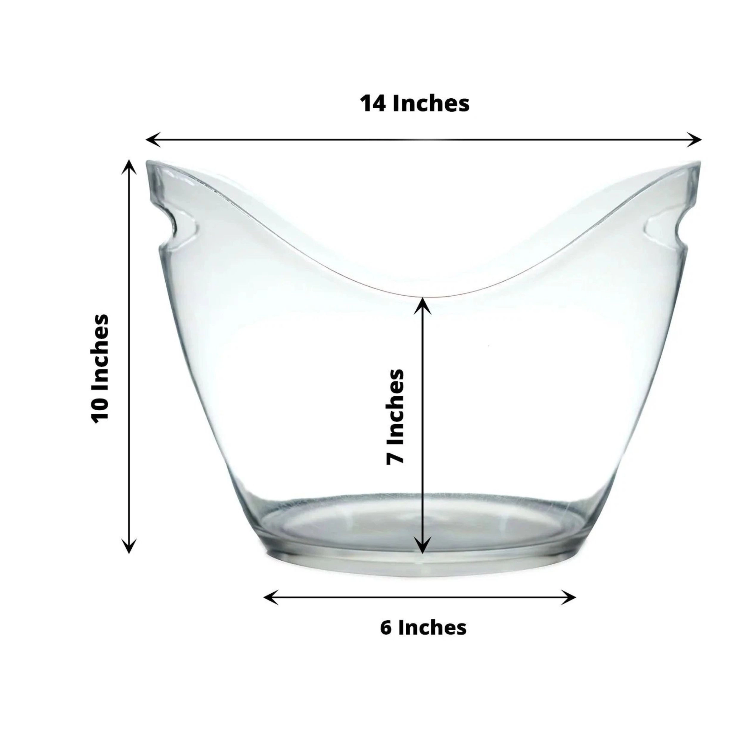 Home Collection 14 Inch Clear Plastic Ice Bucket with Handles 7 Liter