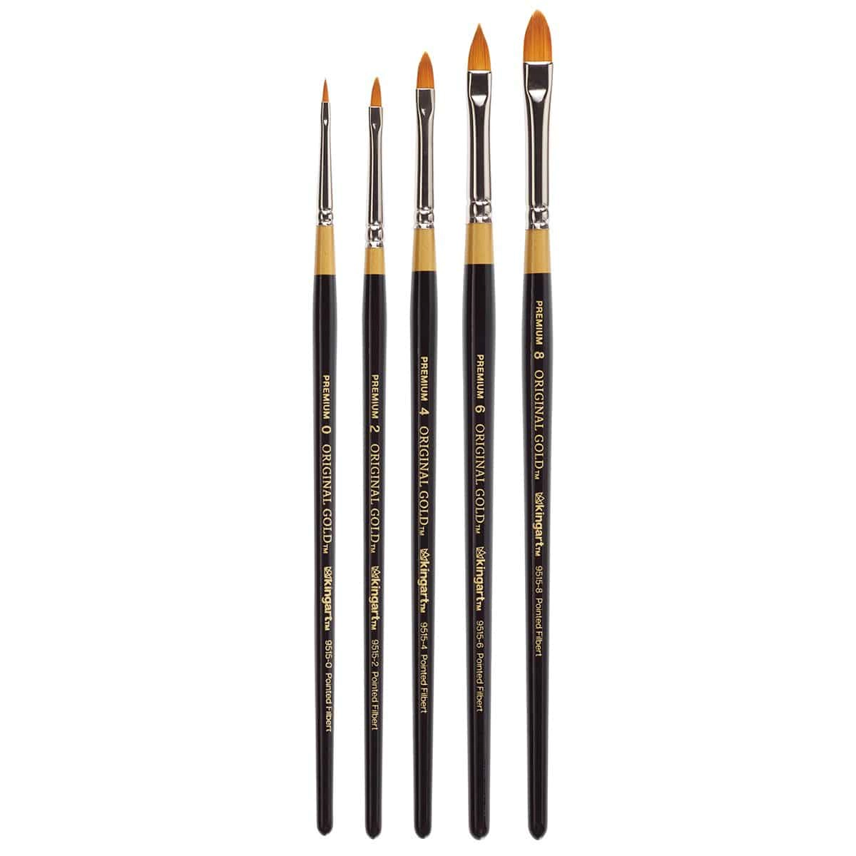 KINGART Original Gold 9515 Pointed Filbert Brush Set - 5 Pc