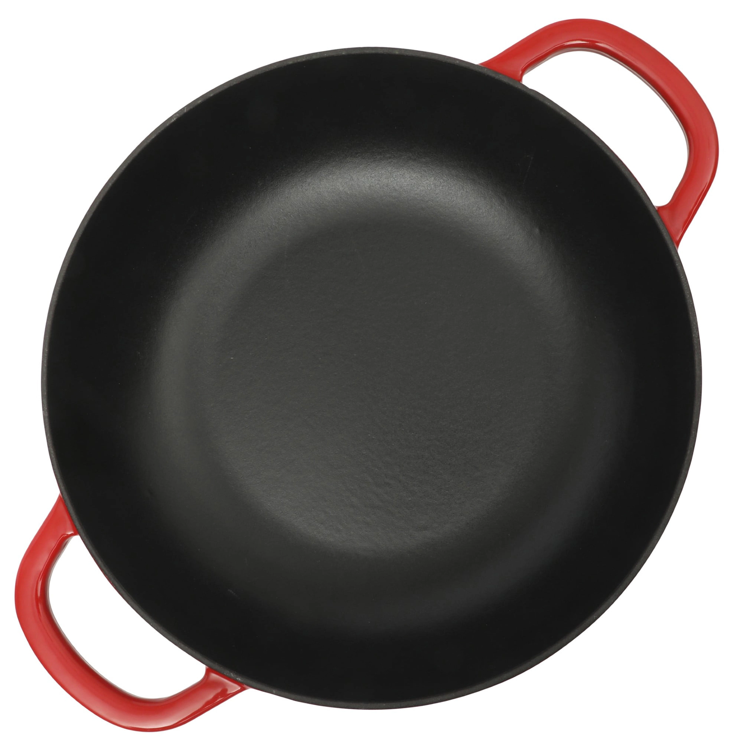 Crock Pot 5 Quart Enameled Cast Iron Multi-Use Everday Pan With Borosilicate Lid in Red