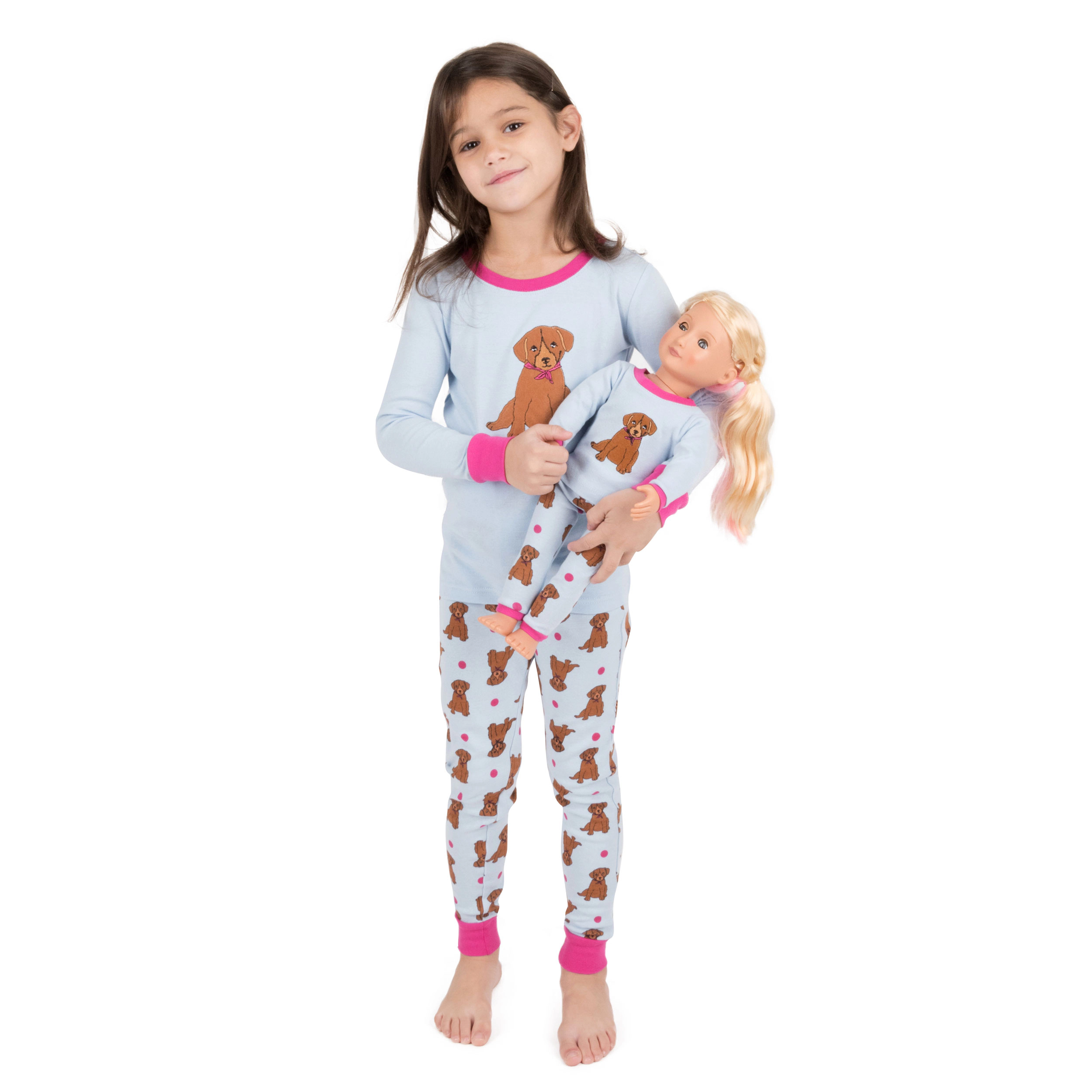 Leveret Girl & Doll Matching Cotton Pet Animal Pajama Set