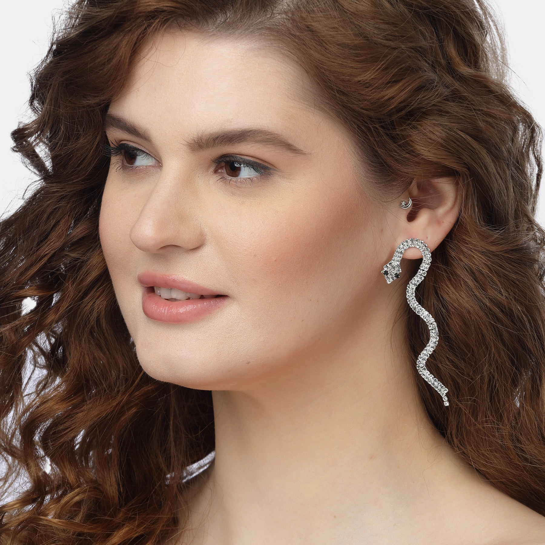 AGP PARIS Womens Slithering Serpent Long Drop Earrings